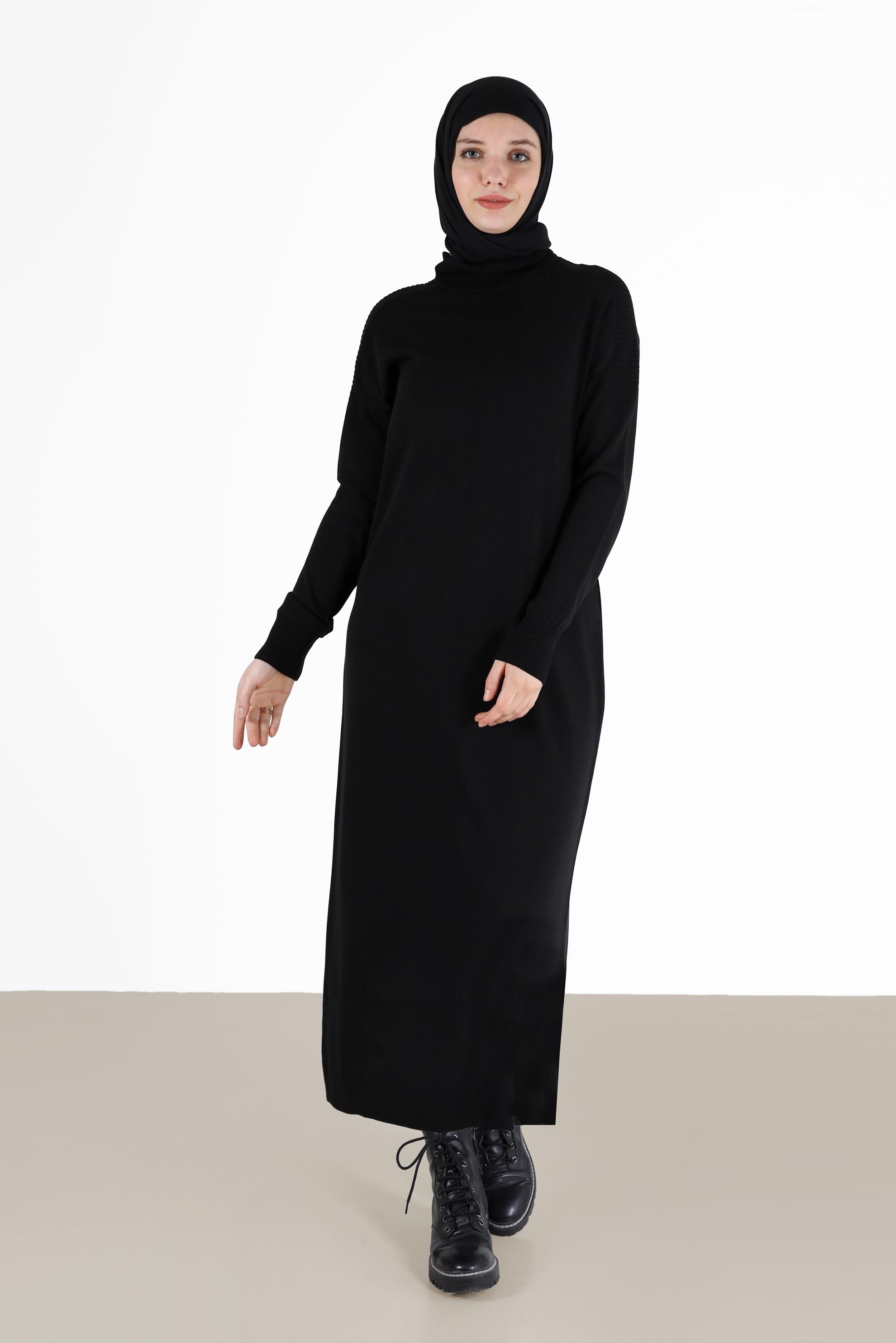 Hijab clothing BLACK BASIC KNITWEAR DRESS 42025 