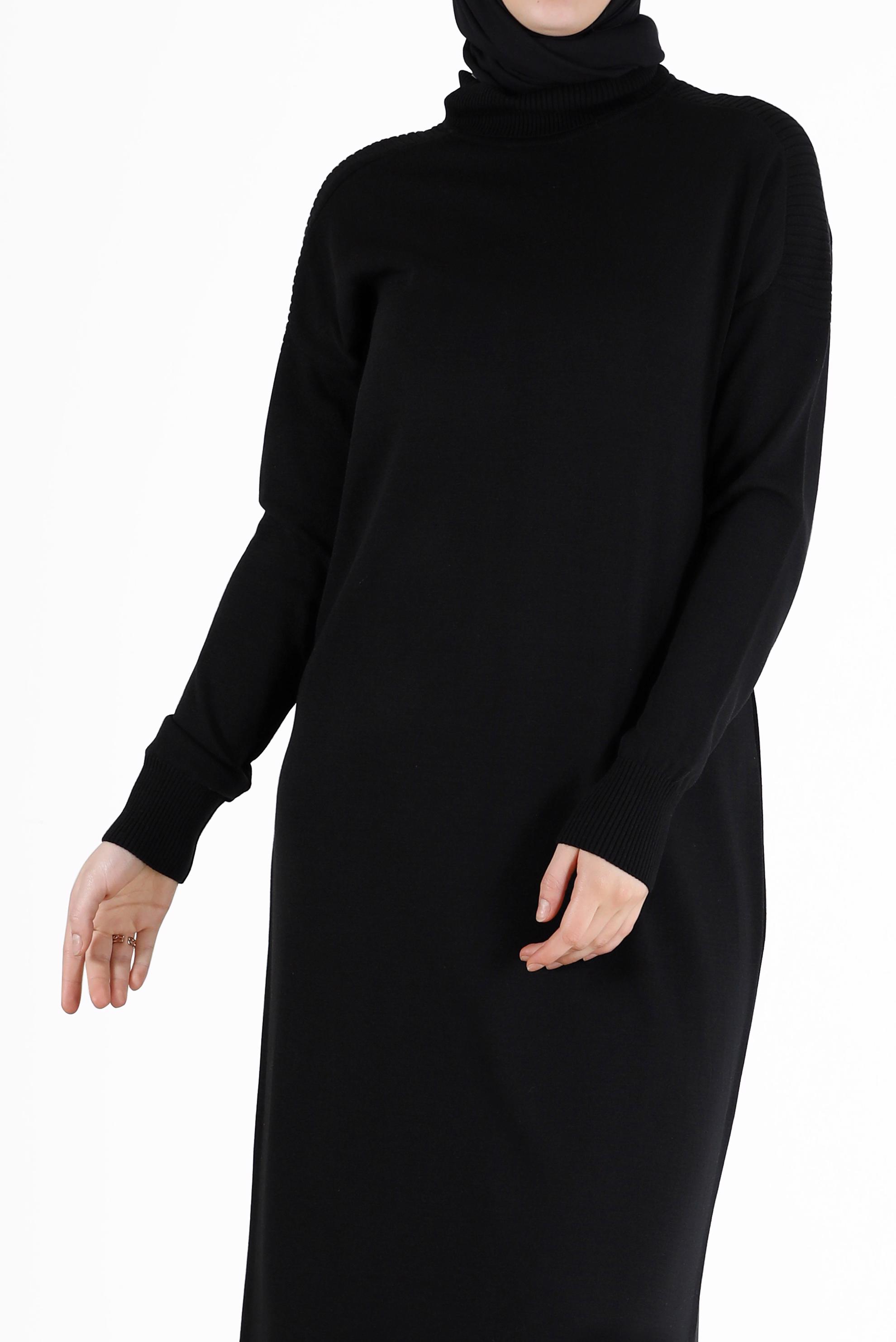 Hijab clothing BLACK BASIC KNITWEAR DRESS 42025 