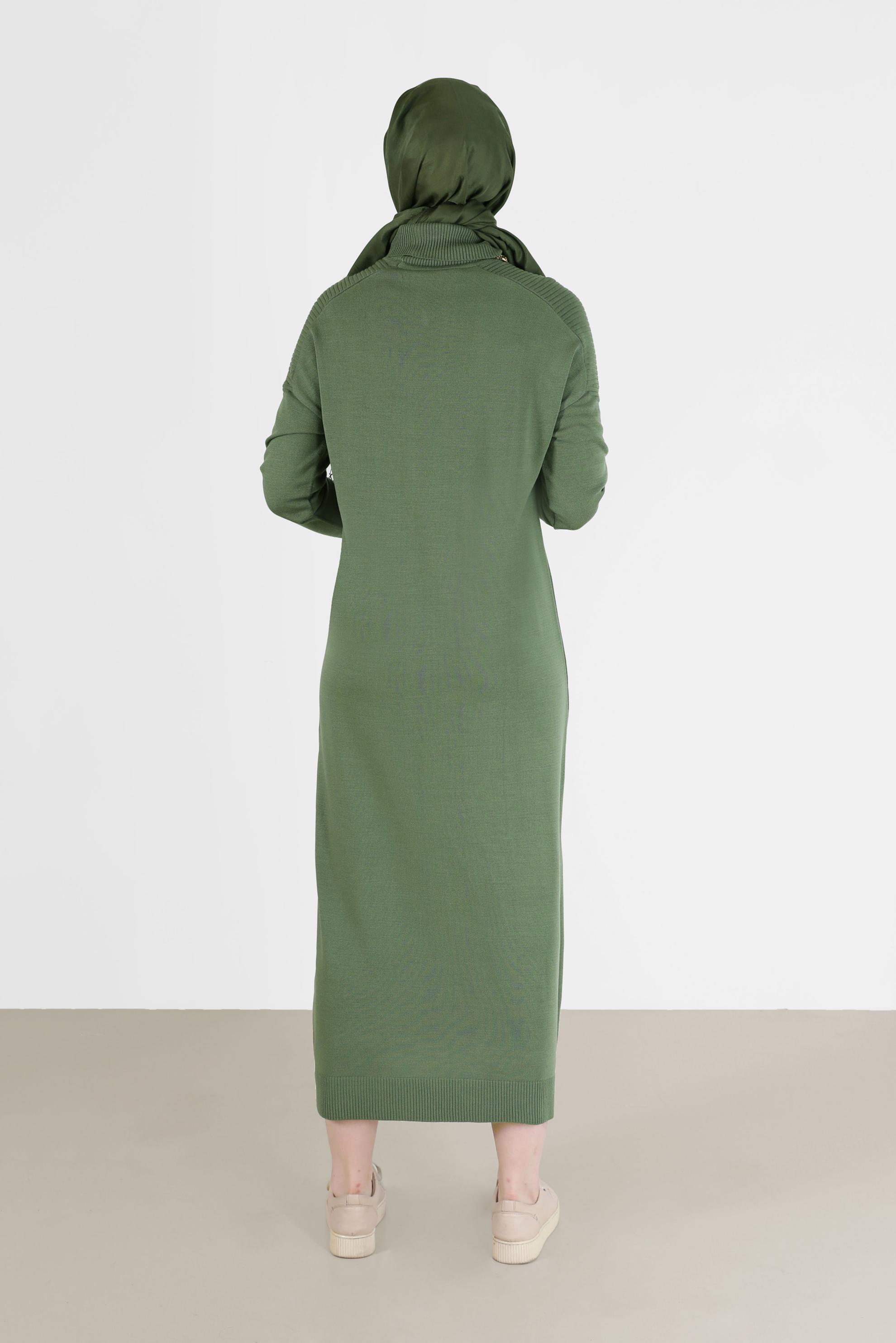 Tesettür giyim YEŞİL BASIC TRİKO ELBİSE 42025 