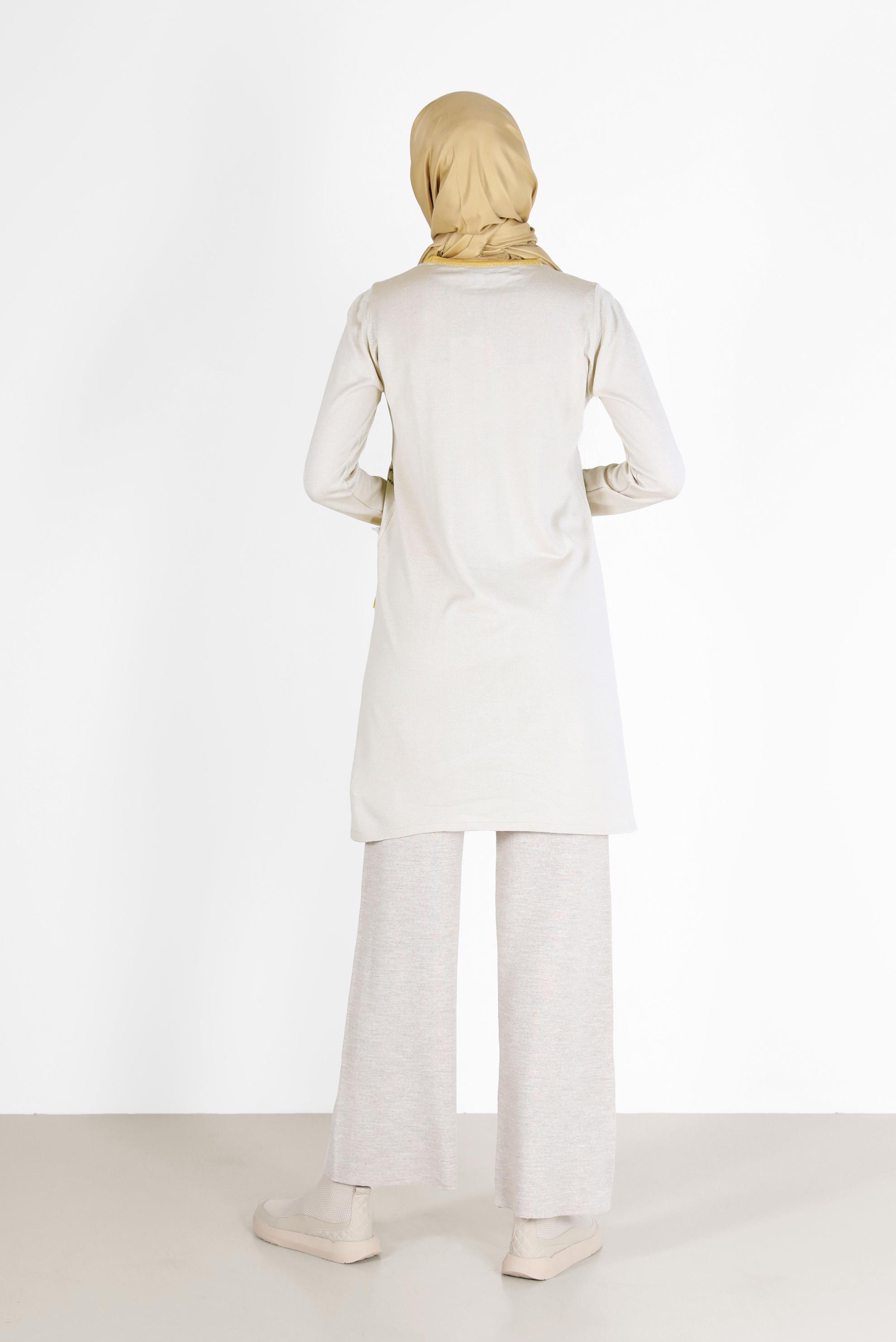 Vêtements hijab BEIGE TUNIQUE EN MAILLE À REPRISER 42033