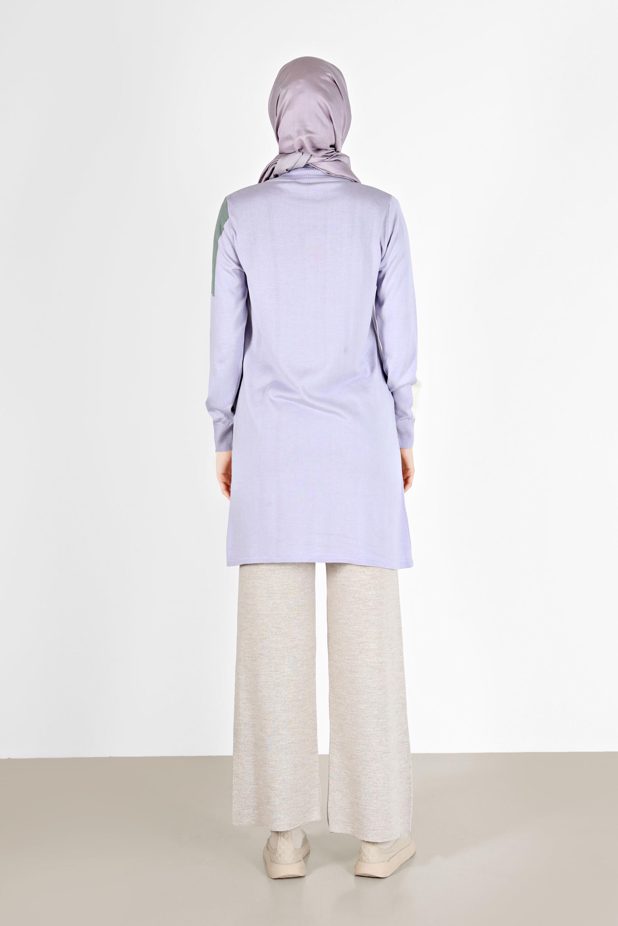 Vêtements hijab POURPRE TUNIQUE EN MAILLE COL ROULÉ À MOTIFS 42035