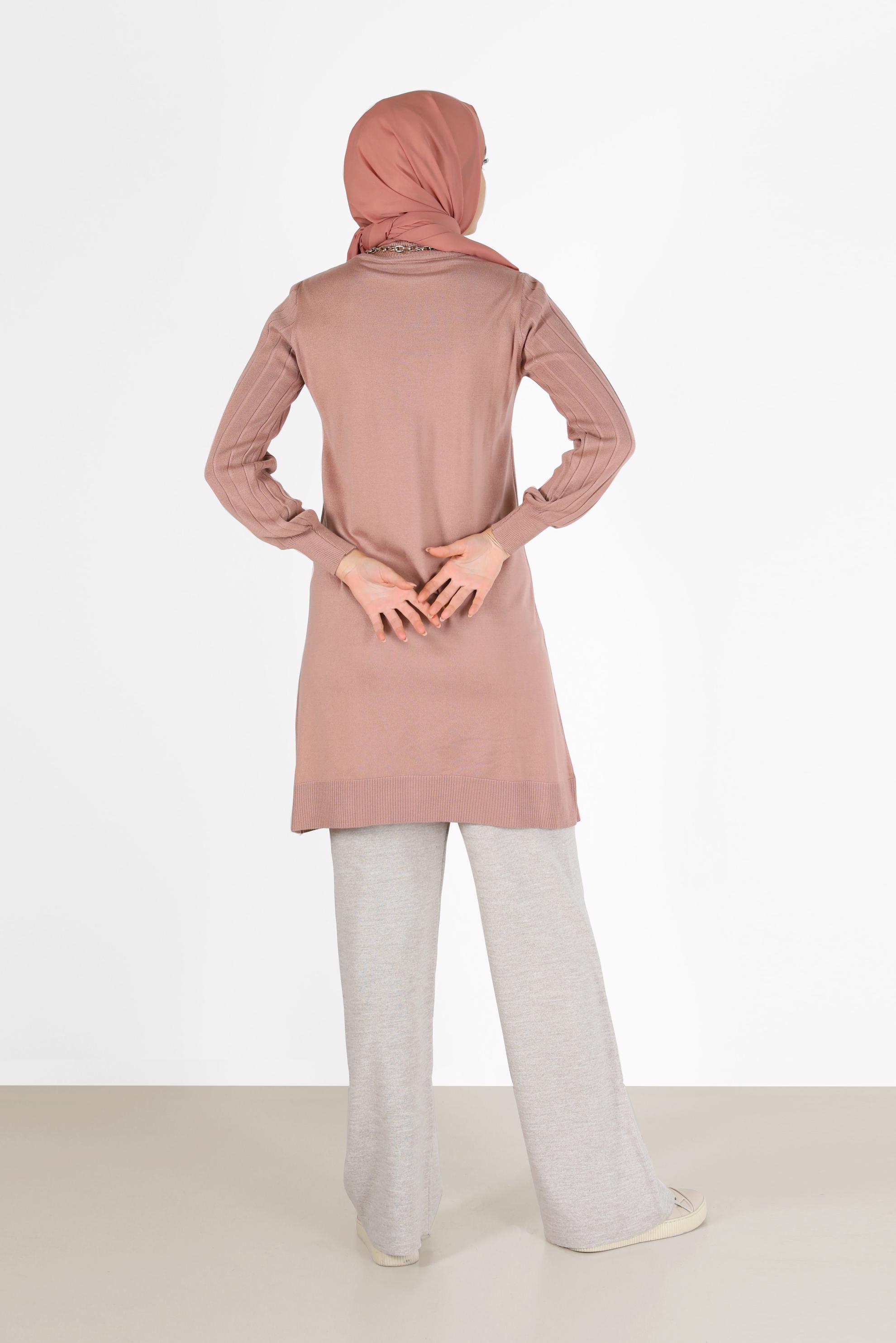 Hijab clothing POWDER KNITWEAR TUNIC WITH PATTERNED SLEEVES 42036 