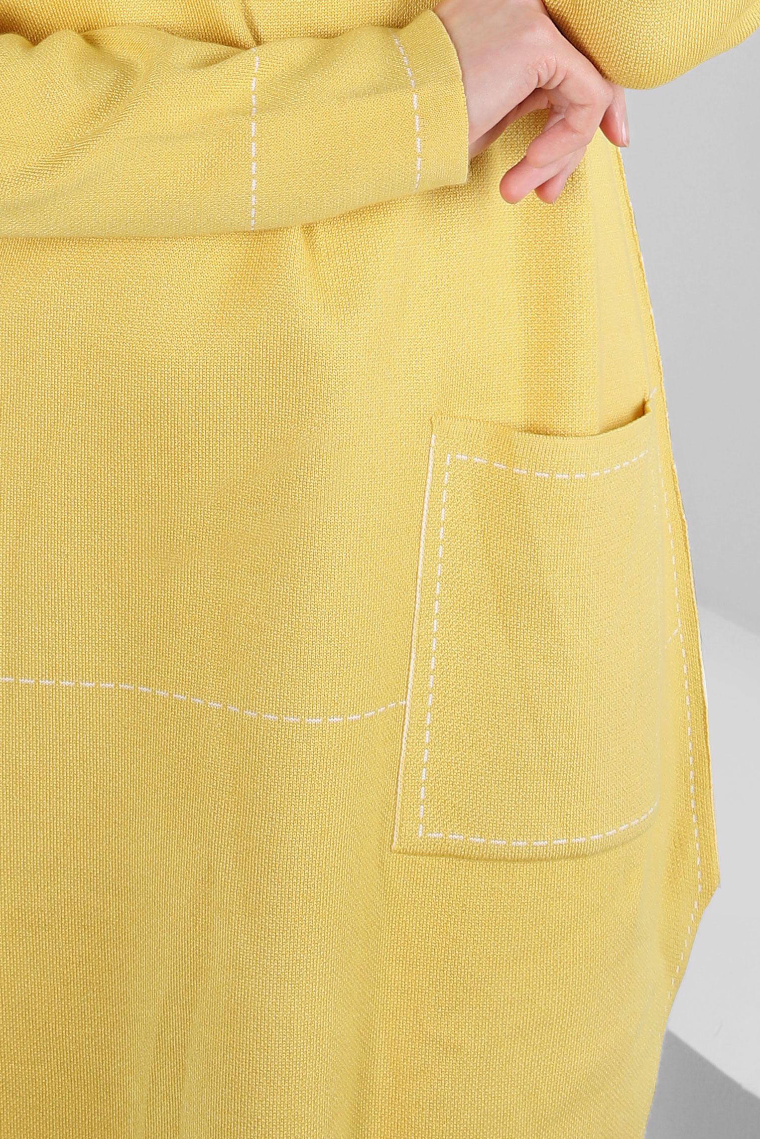 Tesettür giyim SARI CEP DETAYLI TRİKO TUNİK 42038 