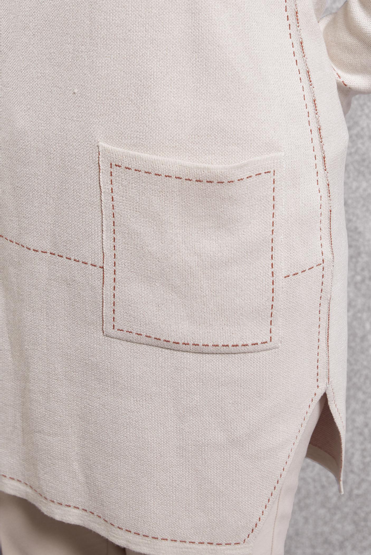 Tesettür giyim BEJ CEP DETAYLI TRİKO TUNİK 42038 