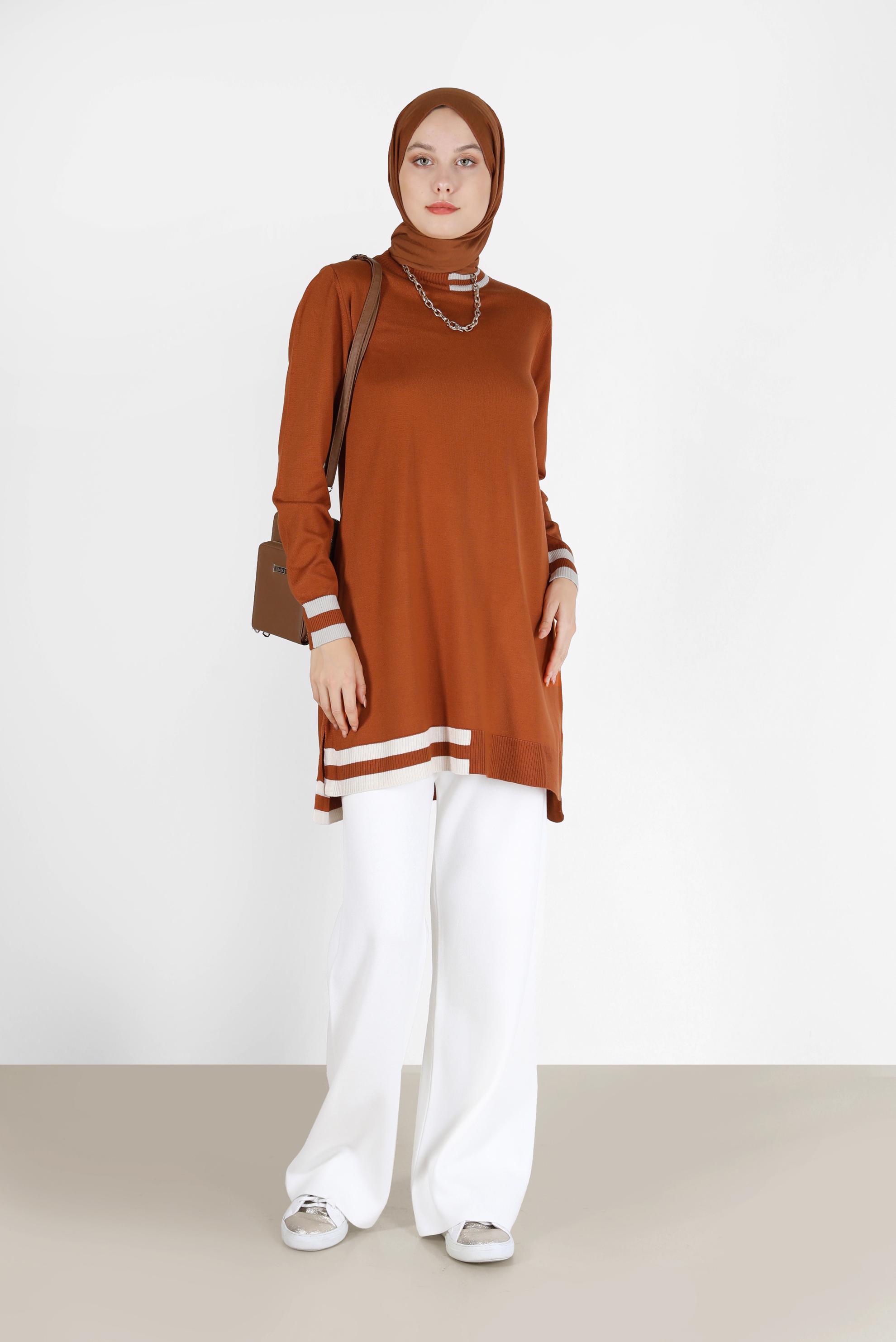 Hijab clothing ORANGE 2-COLOR KNITWEAR TUNIC 42039 