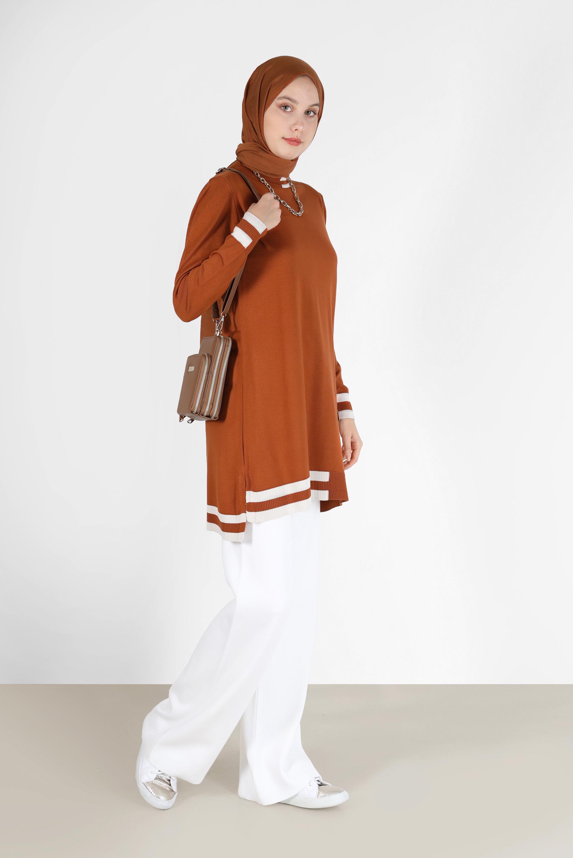 Hijab clothing ORANGE 2-COLOR KNITWEAR TUNIC 42039 