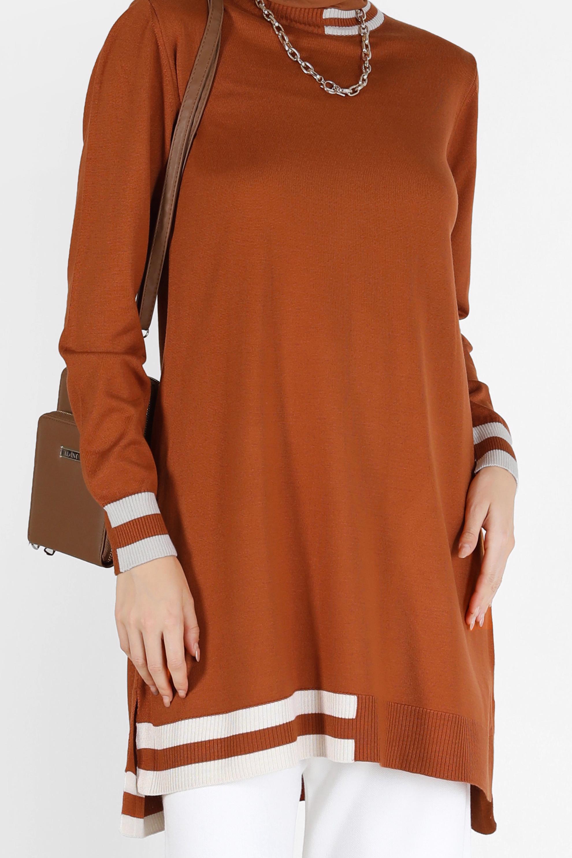 Hijab clothing ORANGE 2-COLOR KNITWEAR TUNIC 42039 