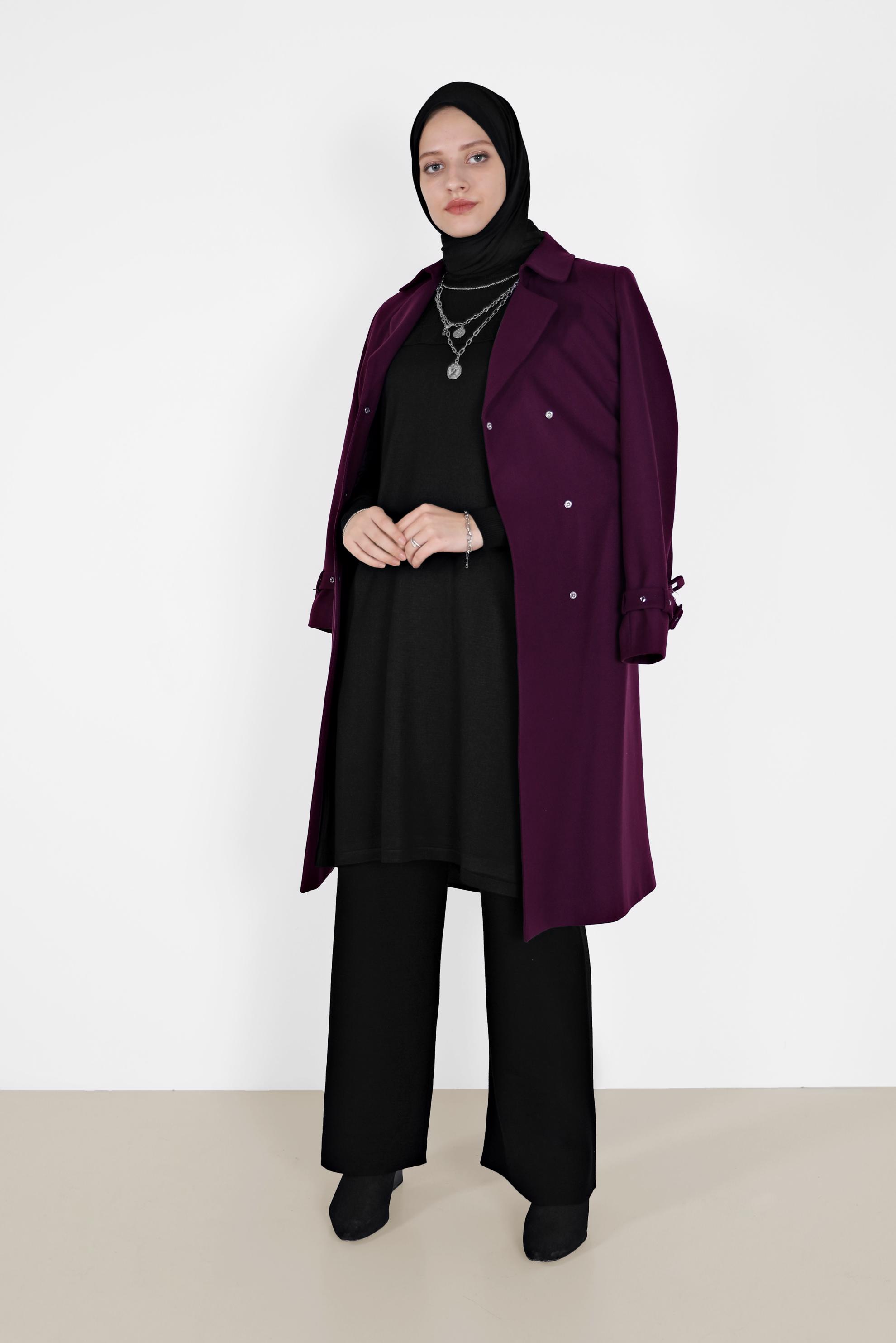 Hijab clothing BLACK FRILLED KNITWEAR TUNIC WITH ELASTIC CUFFS 42041 