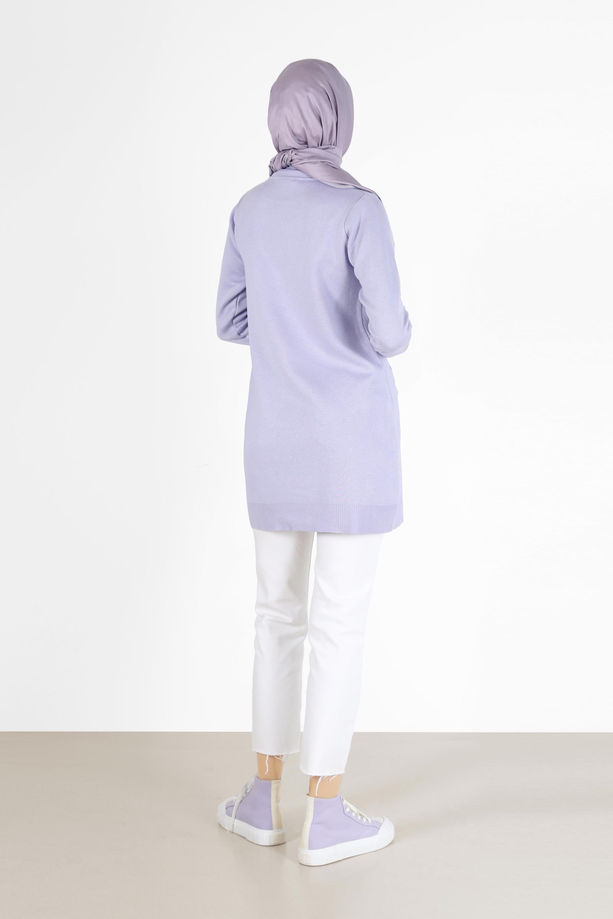 Hijab clothing PURPLE TIE DETAIL KNITWEAR TUNIC 42044 