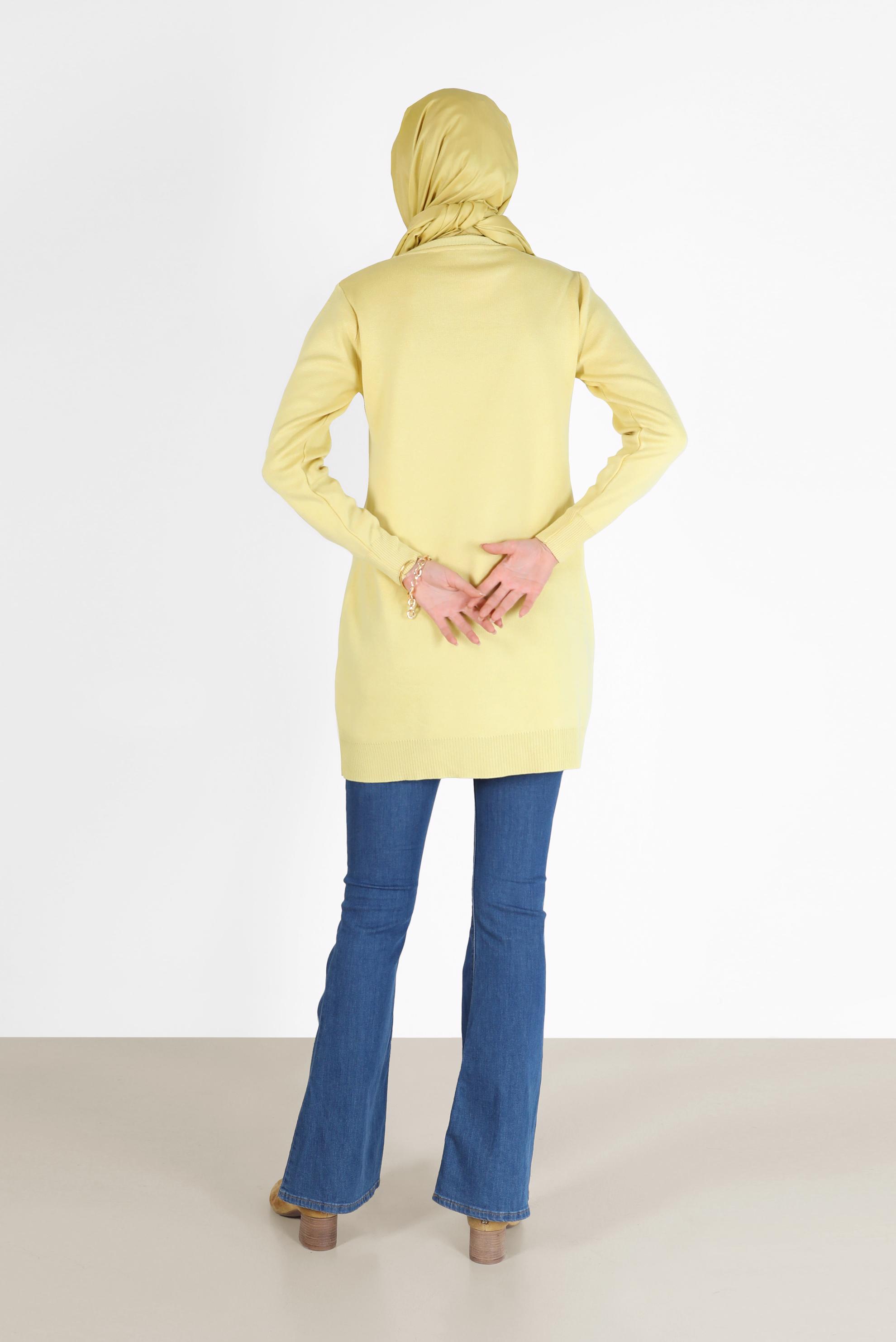 Hijab clothing YELLOW TIE DETAIL KNITWEAR TUNIC 42044 
