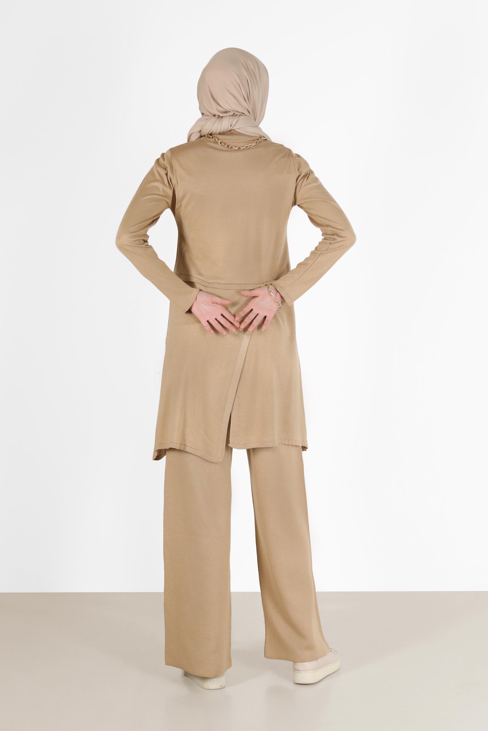 Tesettür giyim KAHVE CEP DETAYLI BASIC TRİKO TUNİK 42045 