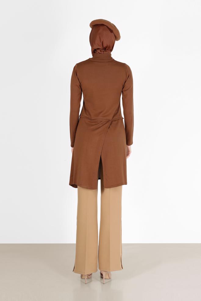 Tesettür giyim TABA CEP DETAYLI BASIC TRİKO TUNİK 42045  - ALVİNA