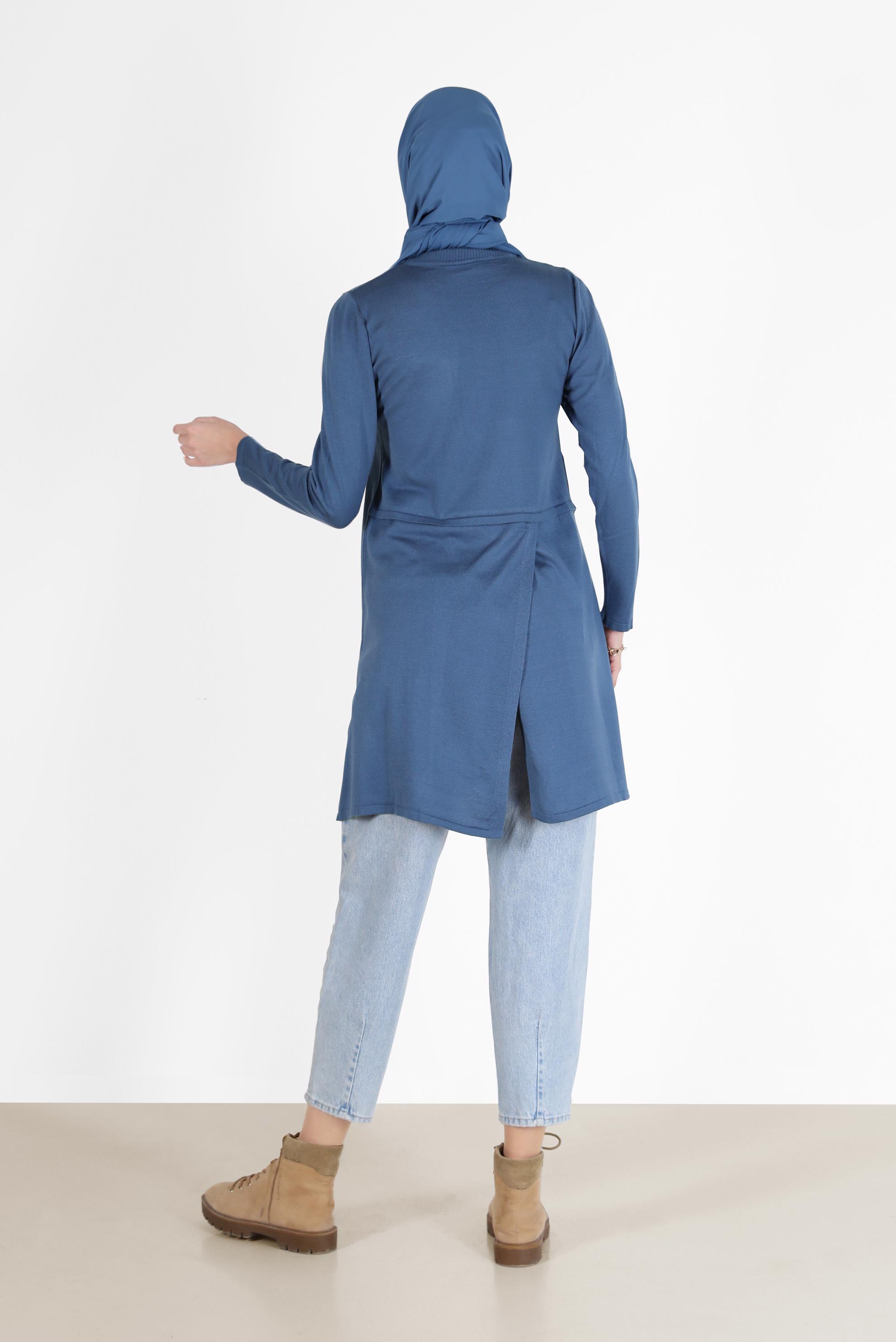 Tesettür giyim LACİVERT CEP DETAYLI BASIC TRİKO TUNİK 42045 