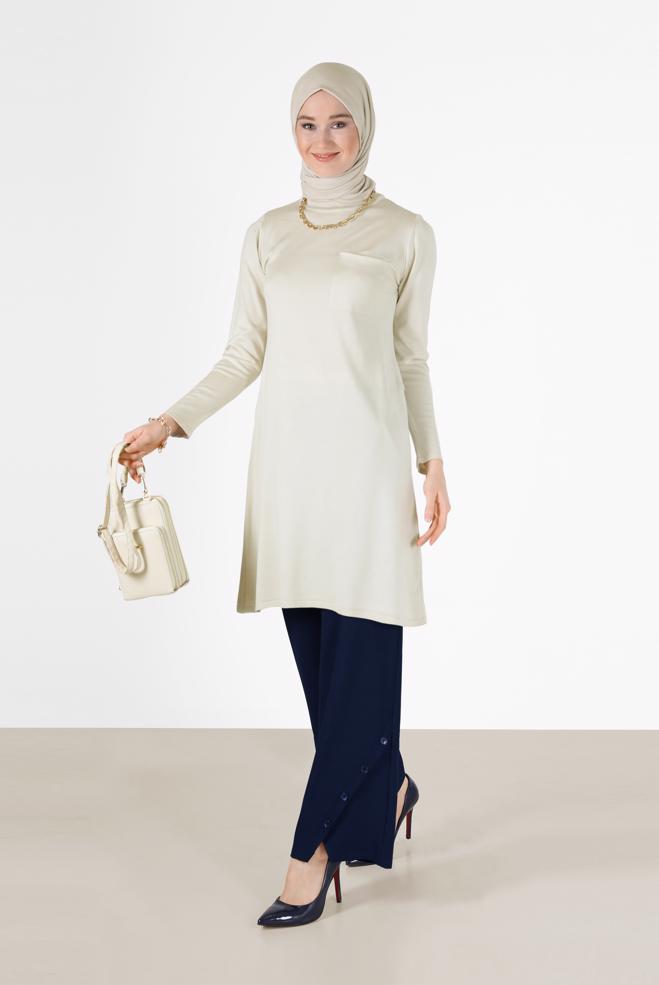 Hijab clothing  White and Navy Blue Combination - ALVİNA