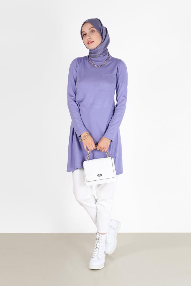 Hijab clothing  POCKET DETAIL BASIC KNITWEAR TUNIC 42045  - ALVİNA