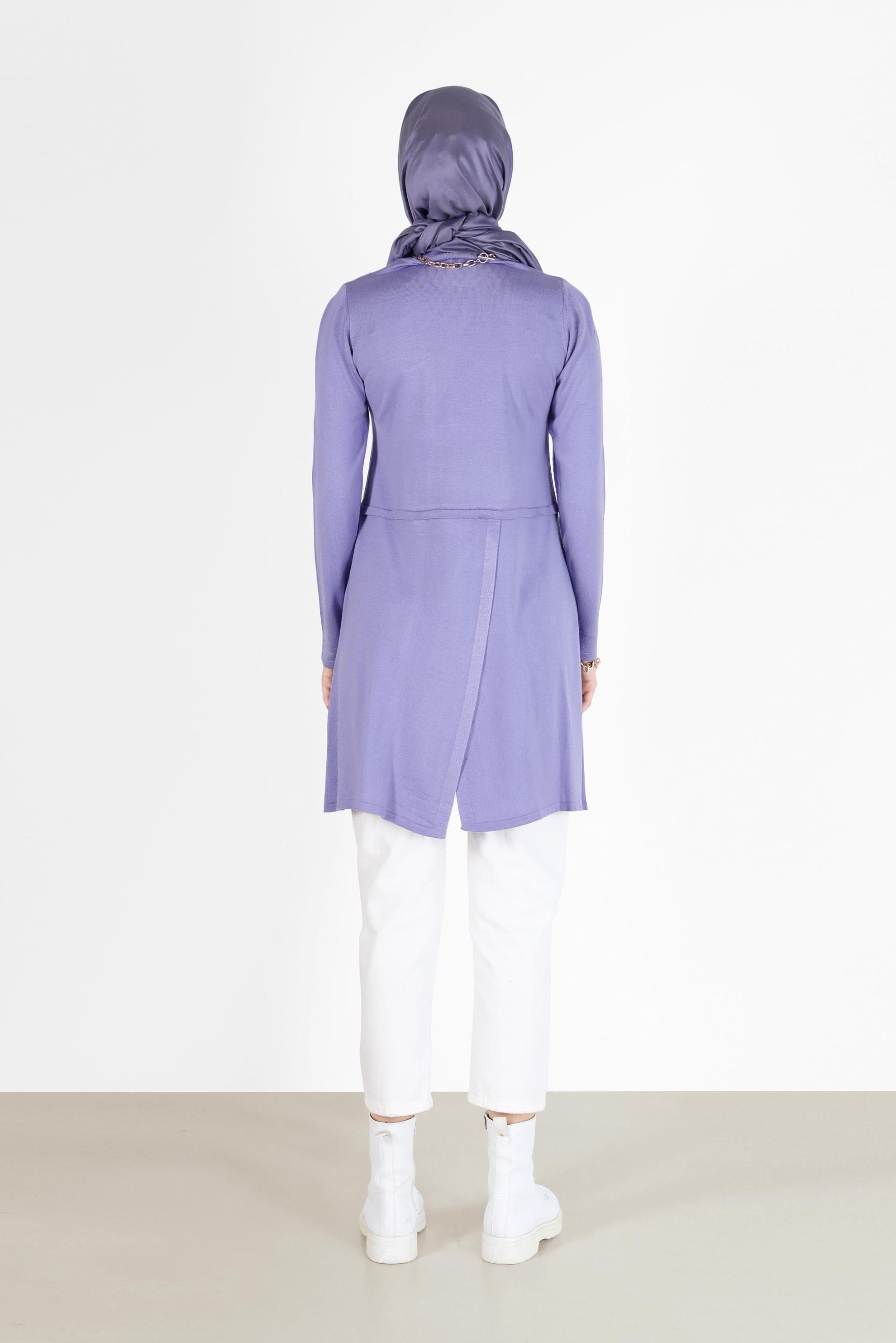 Hijab clothing PURPLE POCKET DETAIL BASIC KNITWEAR TUNIC 42045 