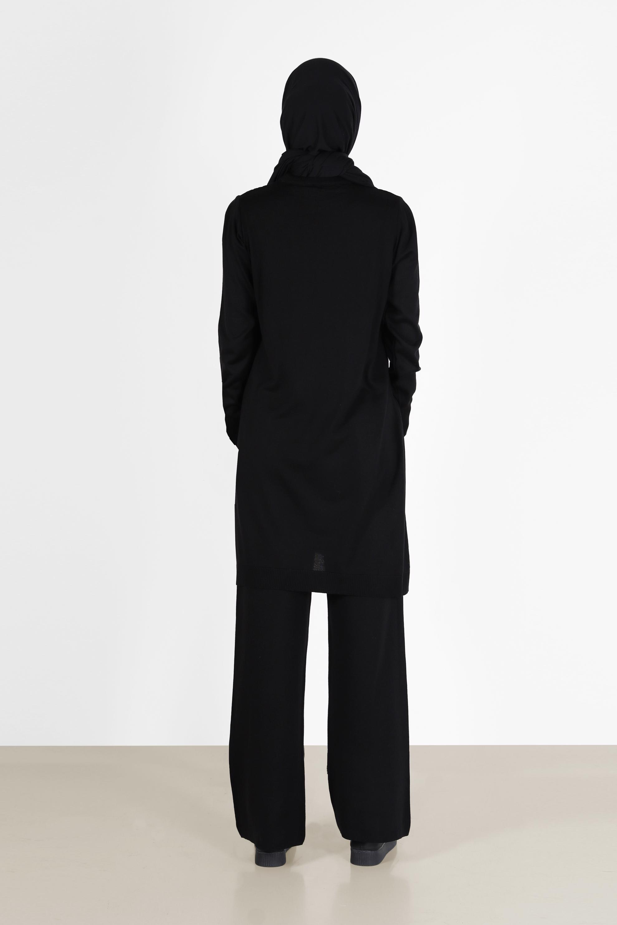 Hijab clothing BLACK METAL ACCESSORY DETAIL KNITWEAR TUNIC 42046 