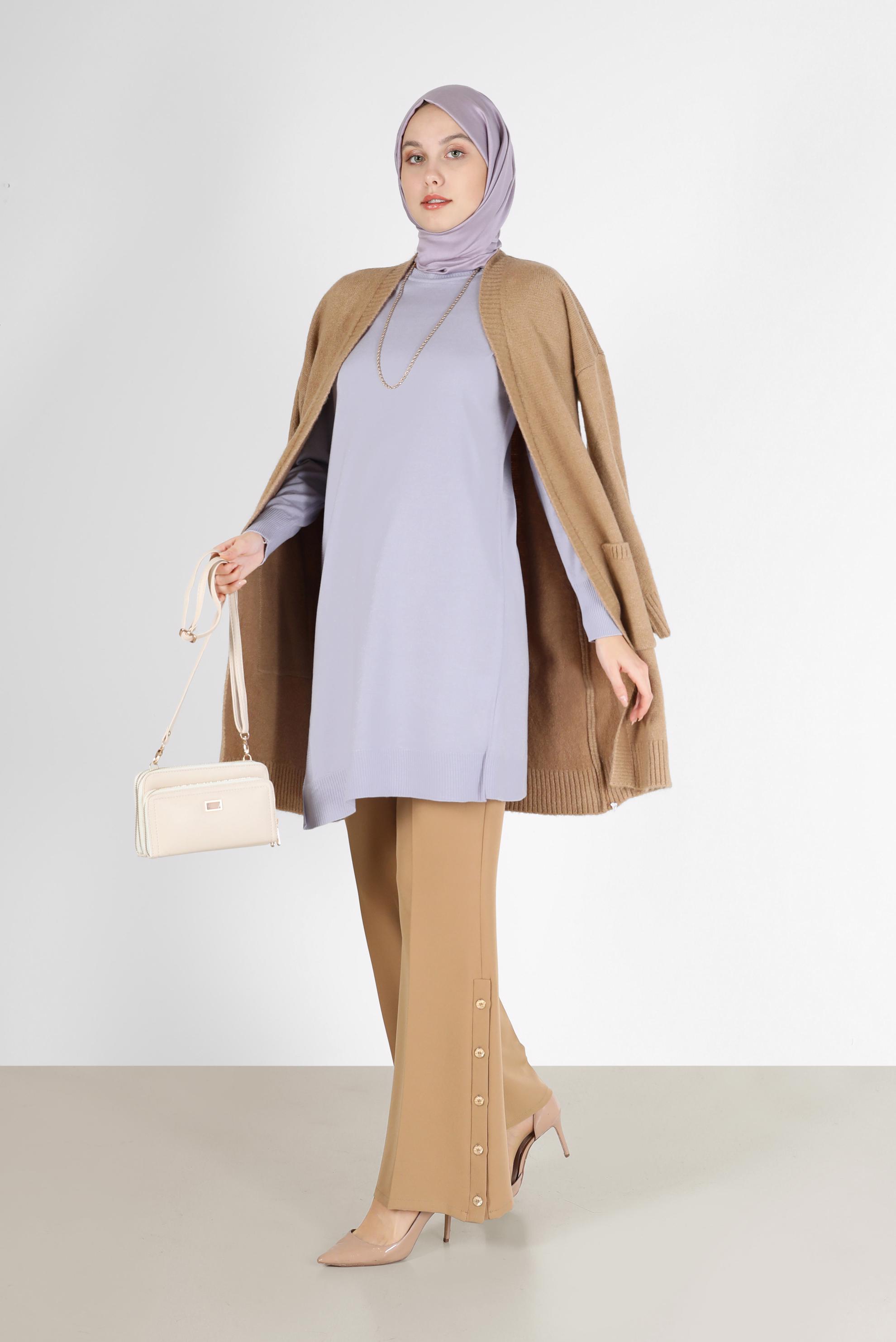 Tesettür giyim MOR ASİMETRİK KESİM BASIC TRİKO TUNİK 42048 