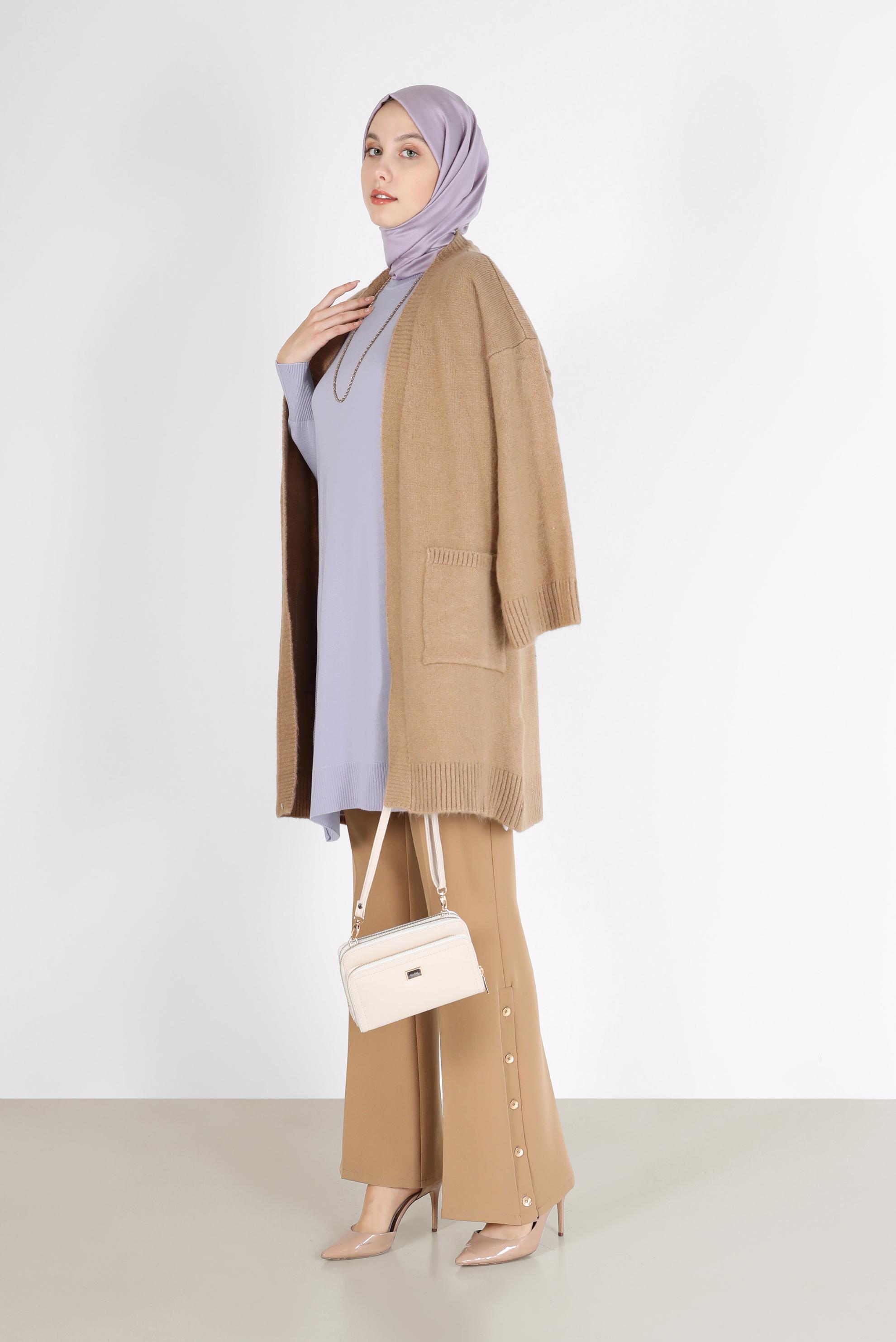 Tesettür giyim MOR ASİMETRİK KESİM BASIC TRİKO TUNİK 42048 