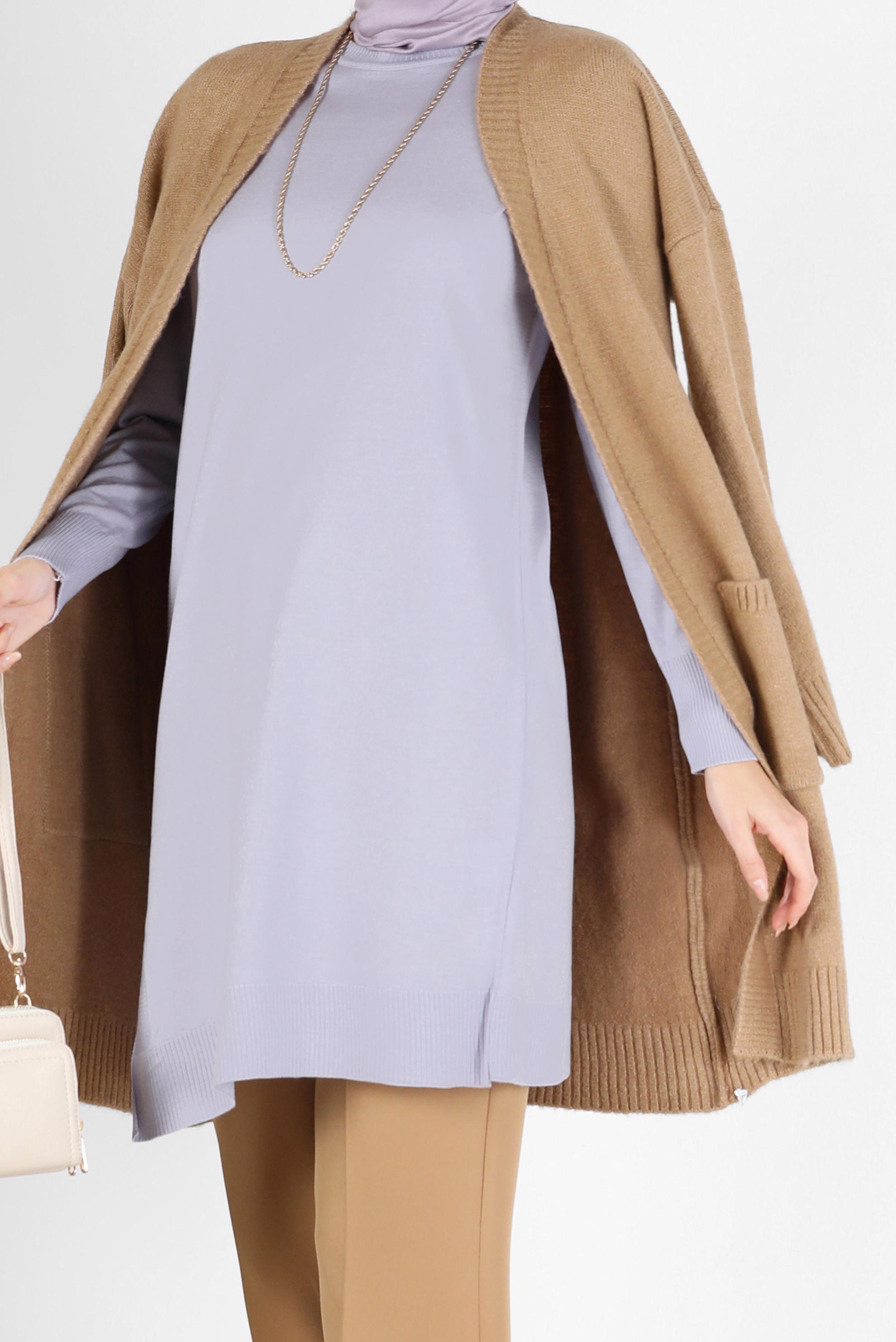 Tesettür giyim MOR ASİMETRİK KESİM BASIC TRİKO TUNİK 42048 