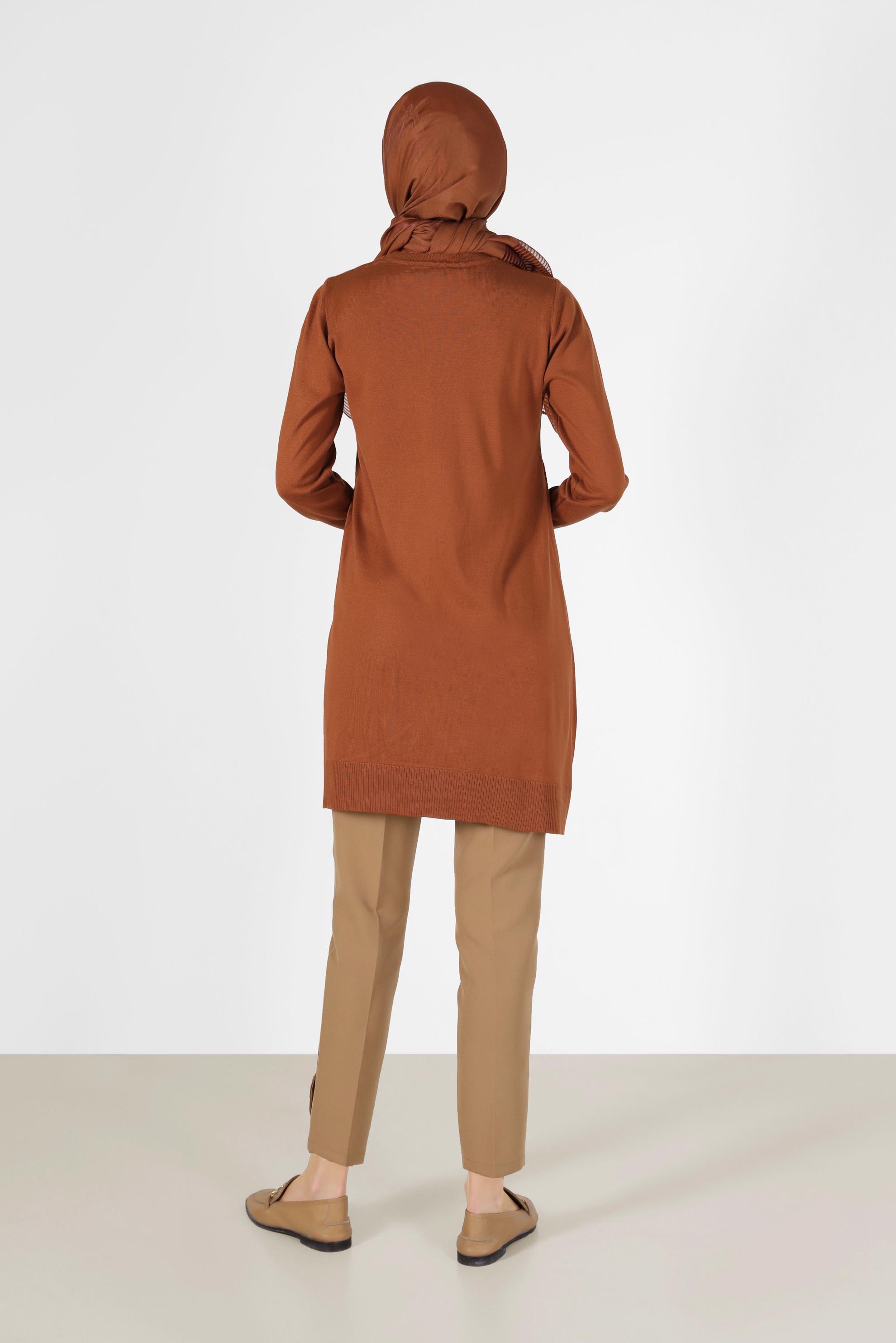 Tesettür giyim TURUNCU ASİMETRİK KESİM BASIC TRİKO TUNİK 42048 