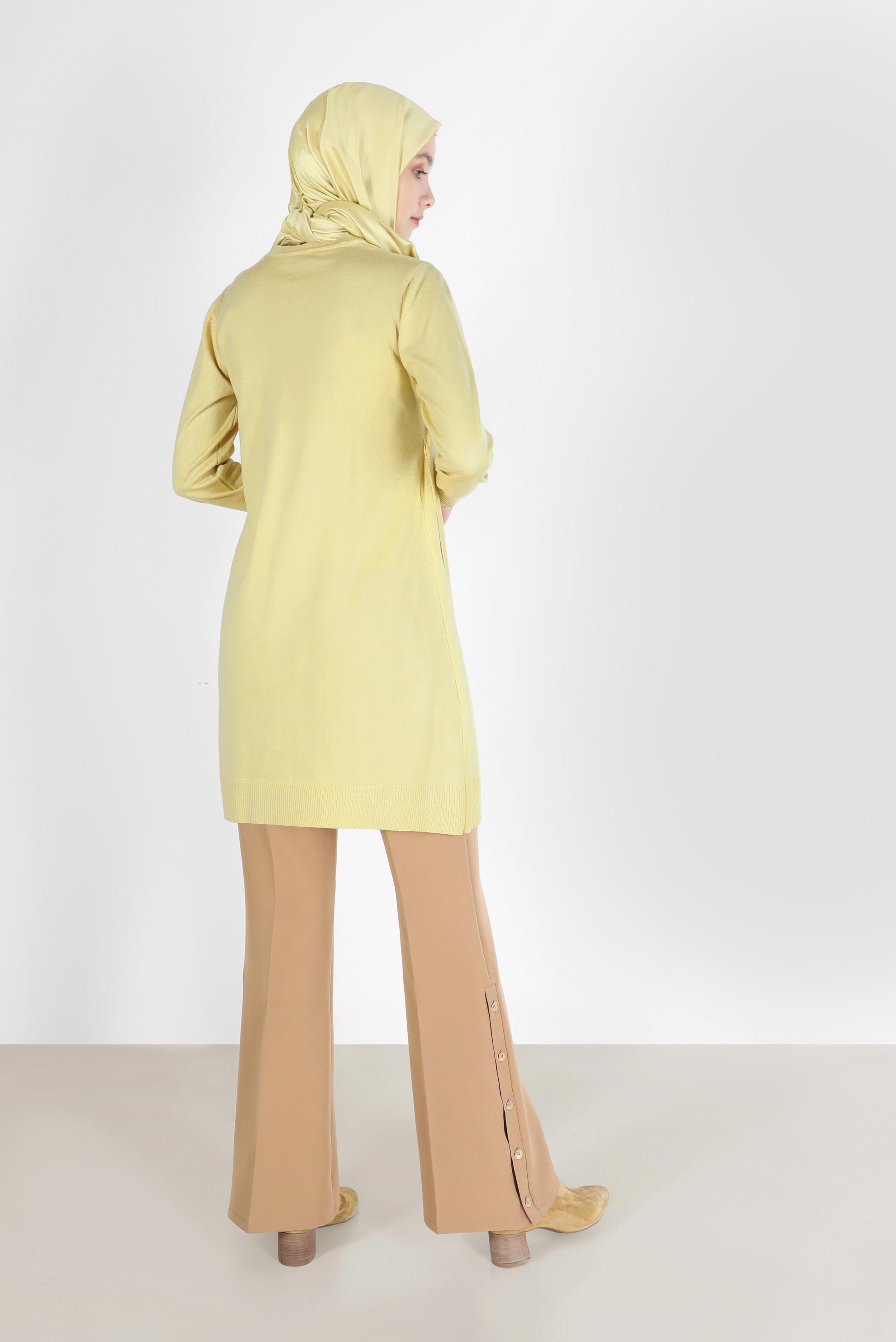 Tesettür giyim SARI ASİMETRİK KESİM BASIC TRİKO TUNİK 42048 