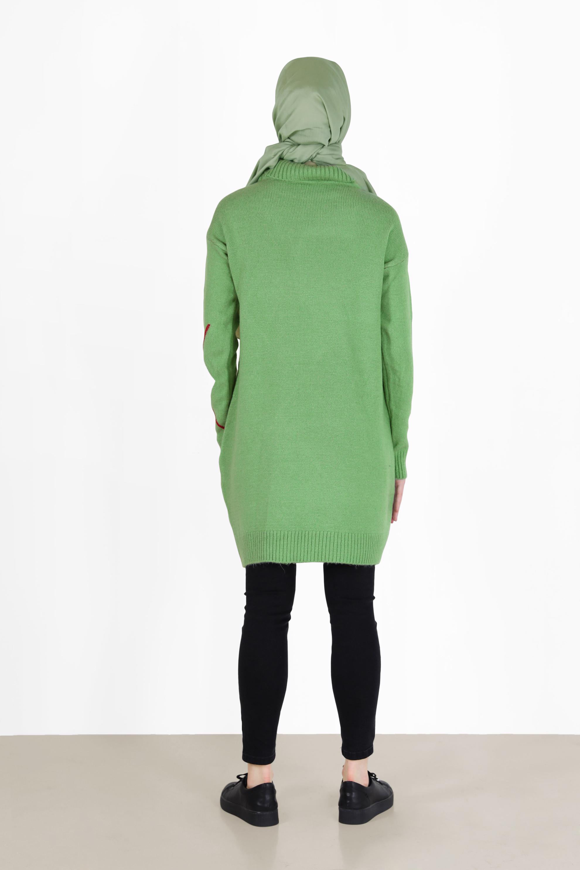 Tesettür giyim YEŞİL KARO DESENLİ TRİKO TUNİK 42052 