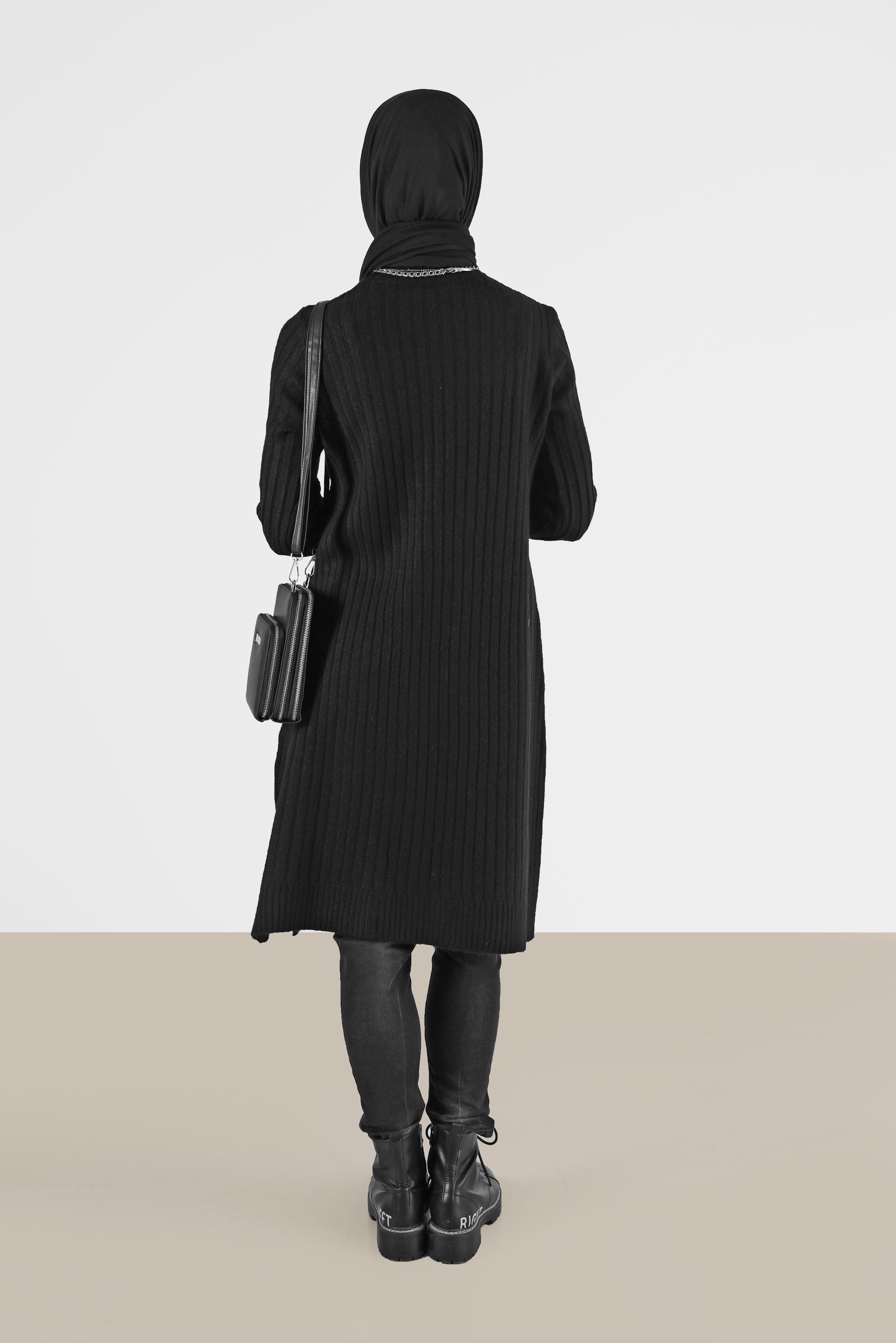 Hijab clothing BLACK TURTLENECK RIBBED KNITWEAR TUNIC 42057 