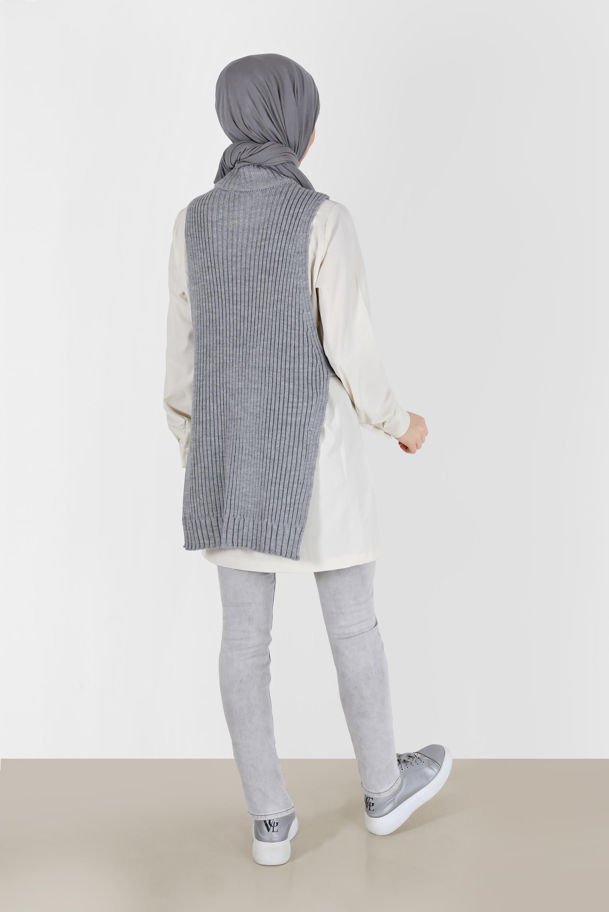 Hijab clothing GREY TURTLENECK PATTERNED KNITWEAR TUNIC 42059 