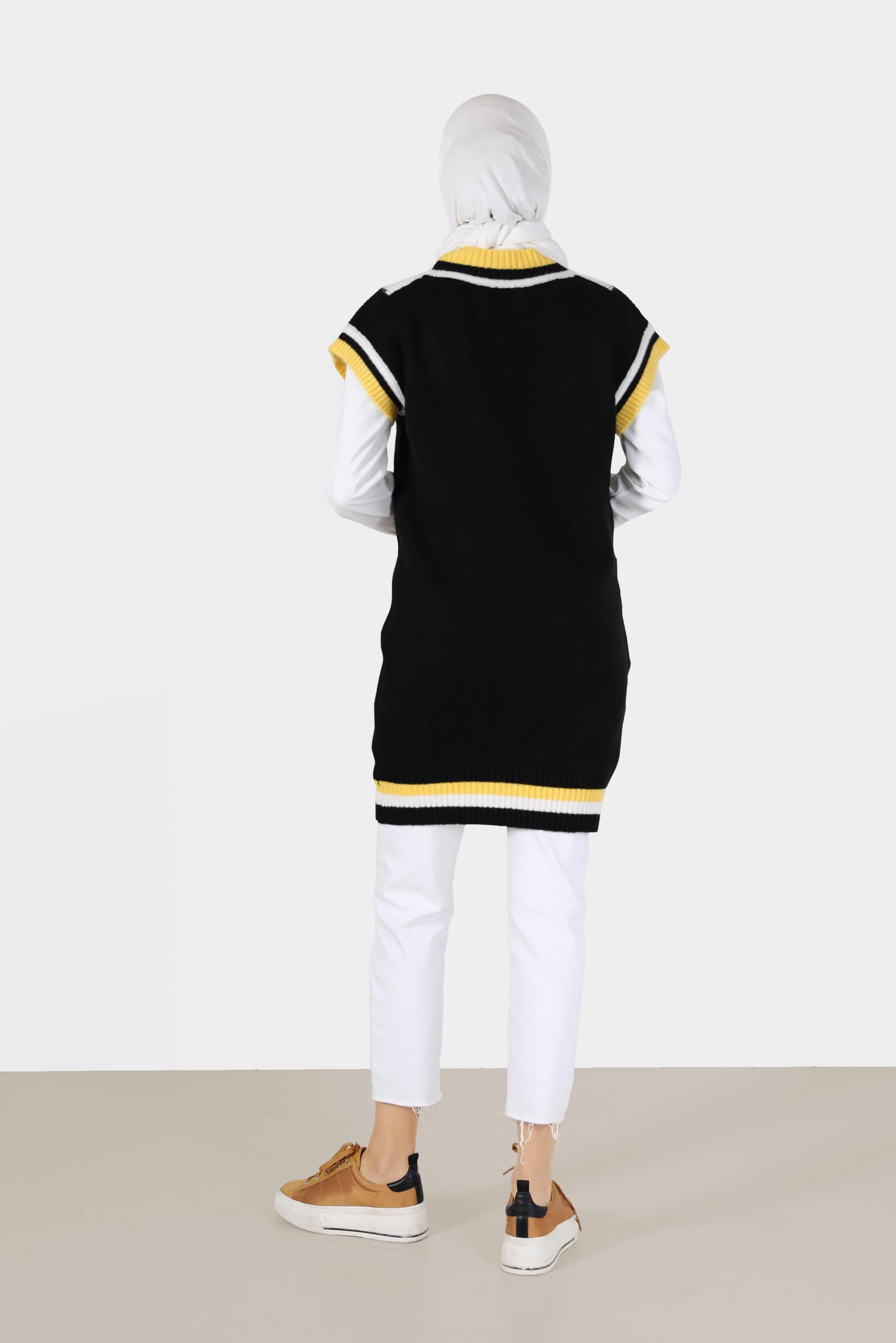 Tesettür giyim SİYAH RENKLİ V YAKA TRİKO SÜVETER 42066 