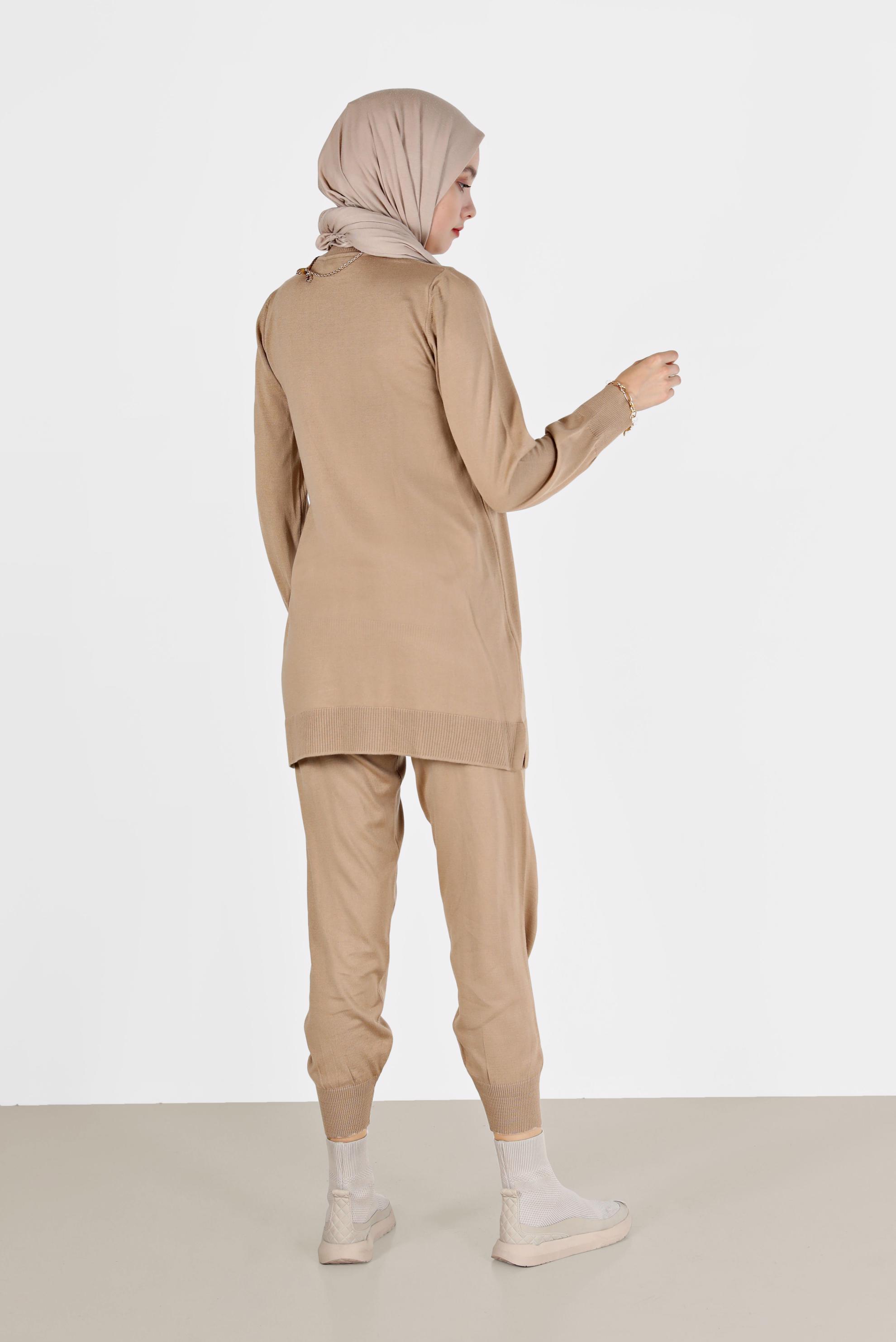 Tesettür giyim KAHVE BASIC ZAMANSIZ TRİKO PANT. TAKIM 42079 