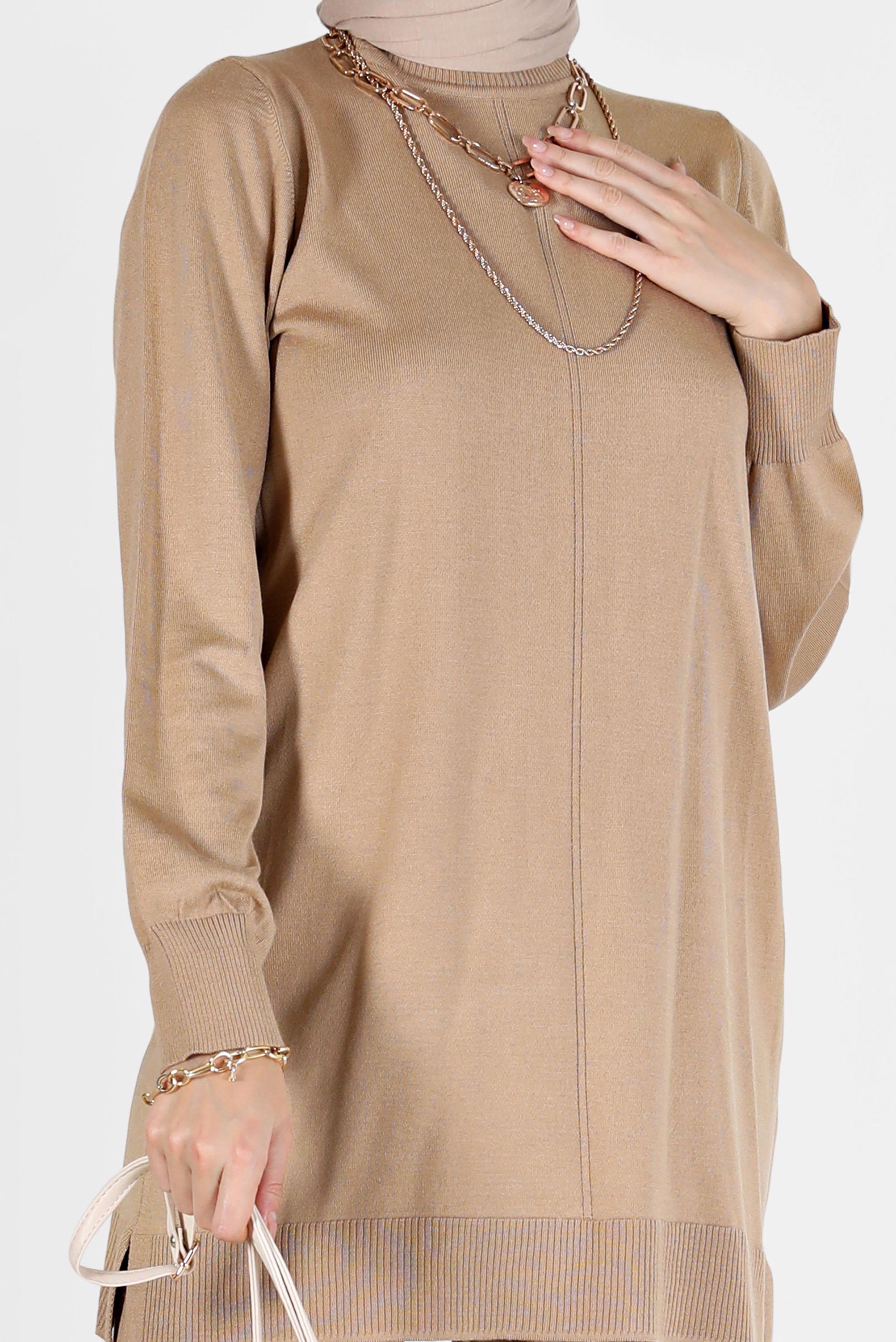 Tesettür giyim KAHVE BASIC ZAMANSIZ TRİKO PANT. TAKIM 42079 