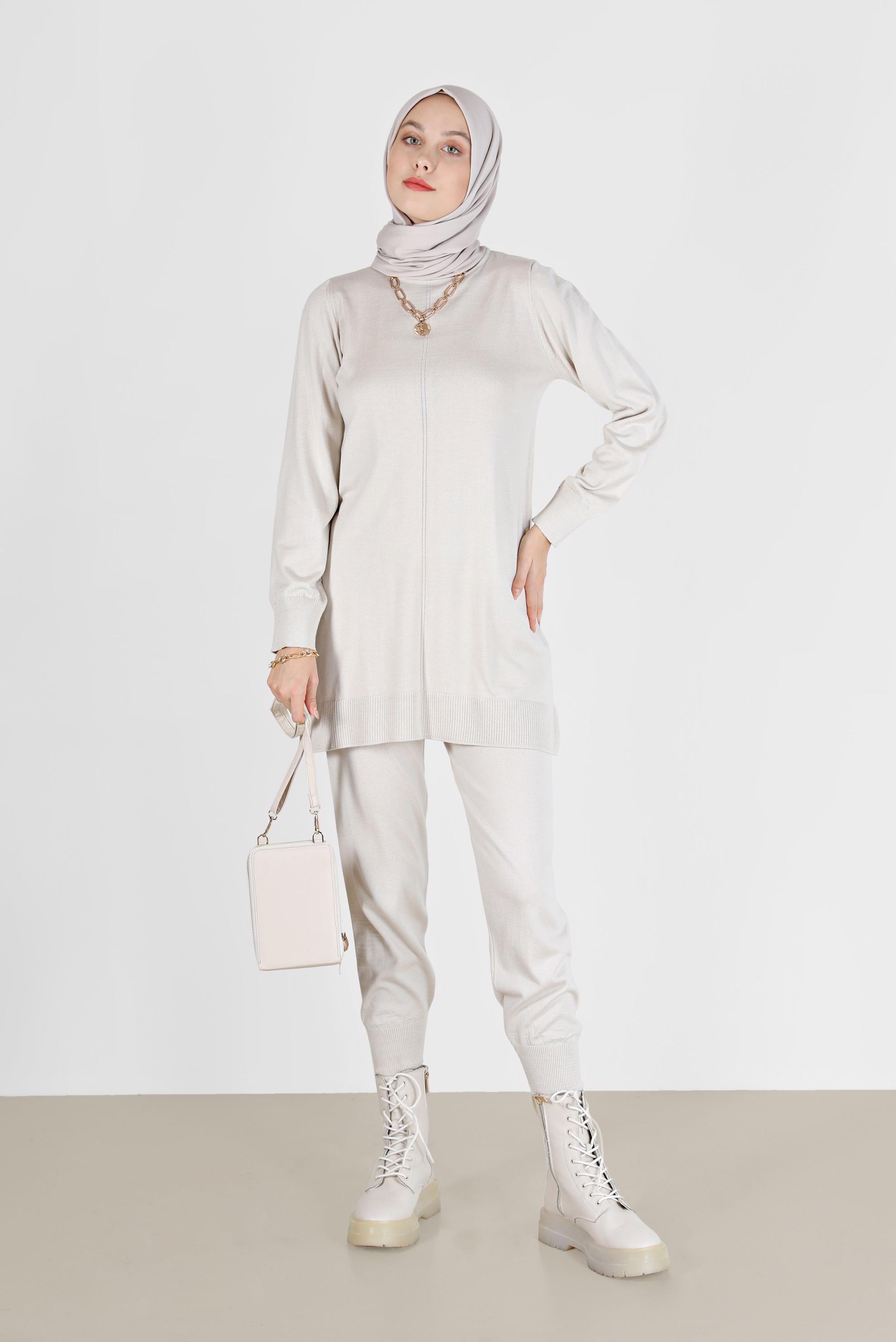 Tesettür giyim BEJ BASIC ZAMANSIZ TRİKO PANT. TAKIM 42079 