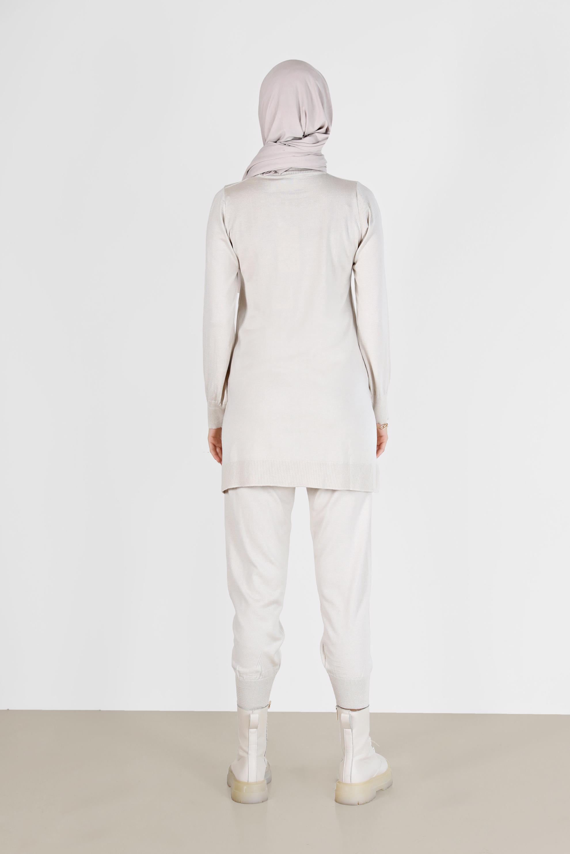 Tesettür giyim BEJ BASIC ZAMANSIZ TRİKO PANT. TAKIM 42079 
