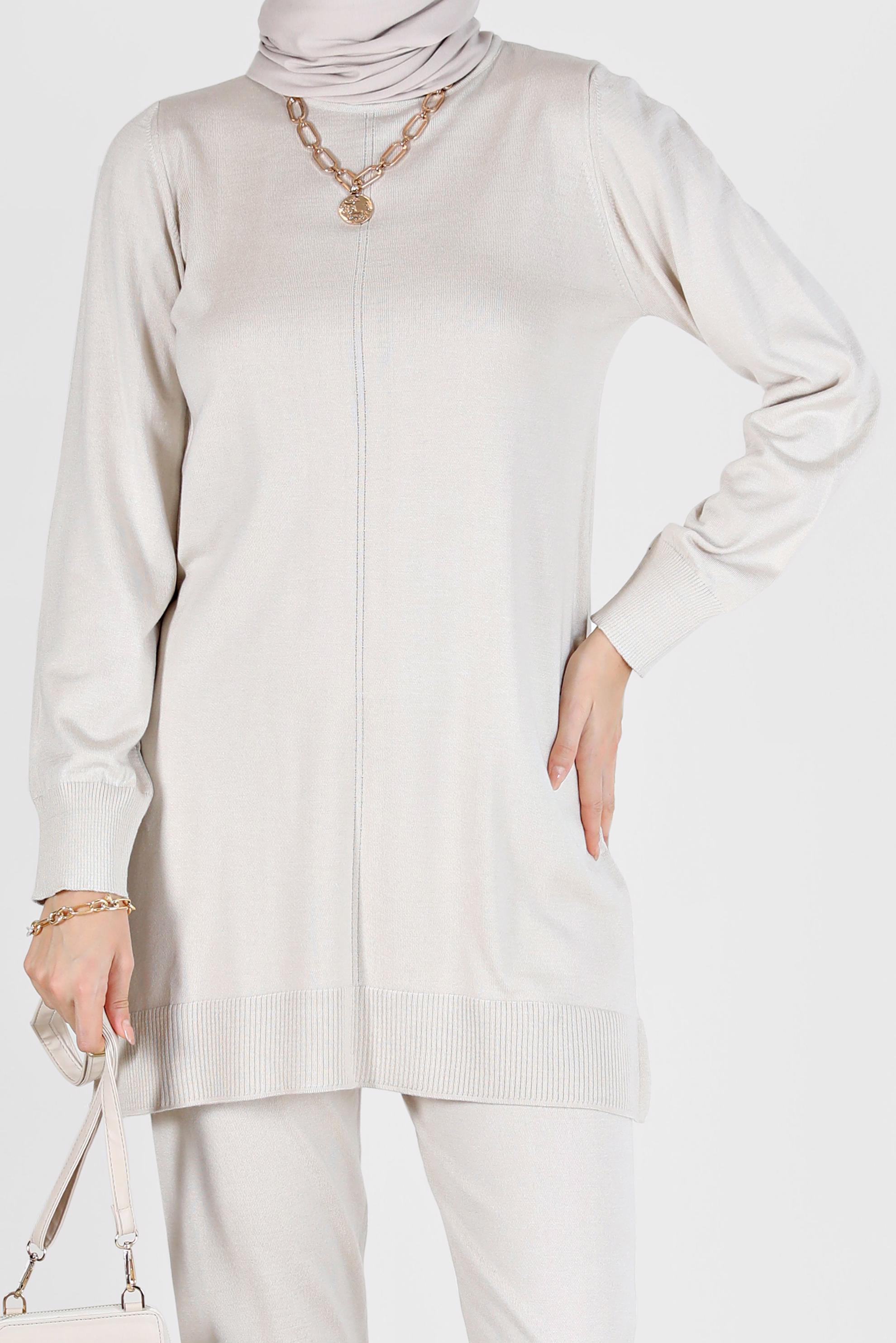 Tesettür giyim BEJ BASIC ZAMANSIZ TRİKO PANT. TAKIM 42079 