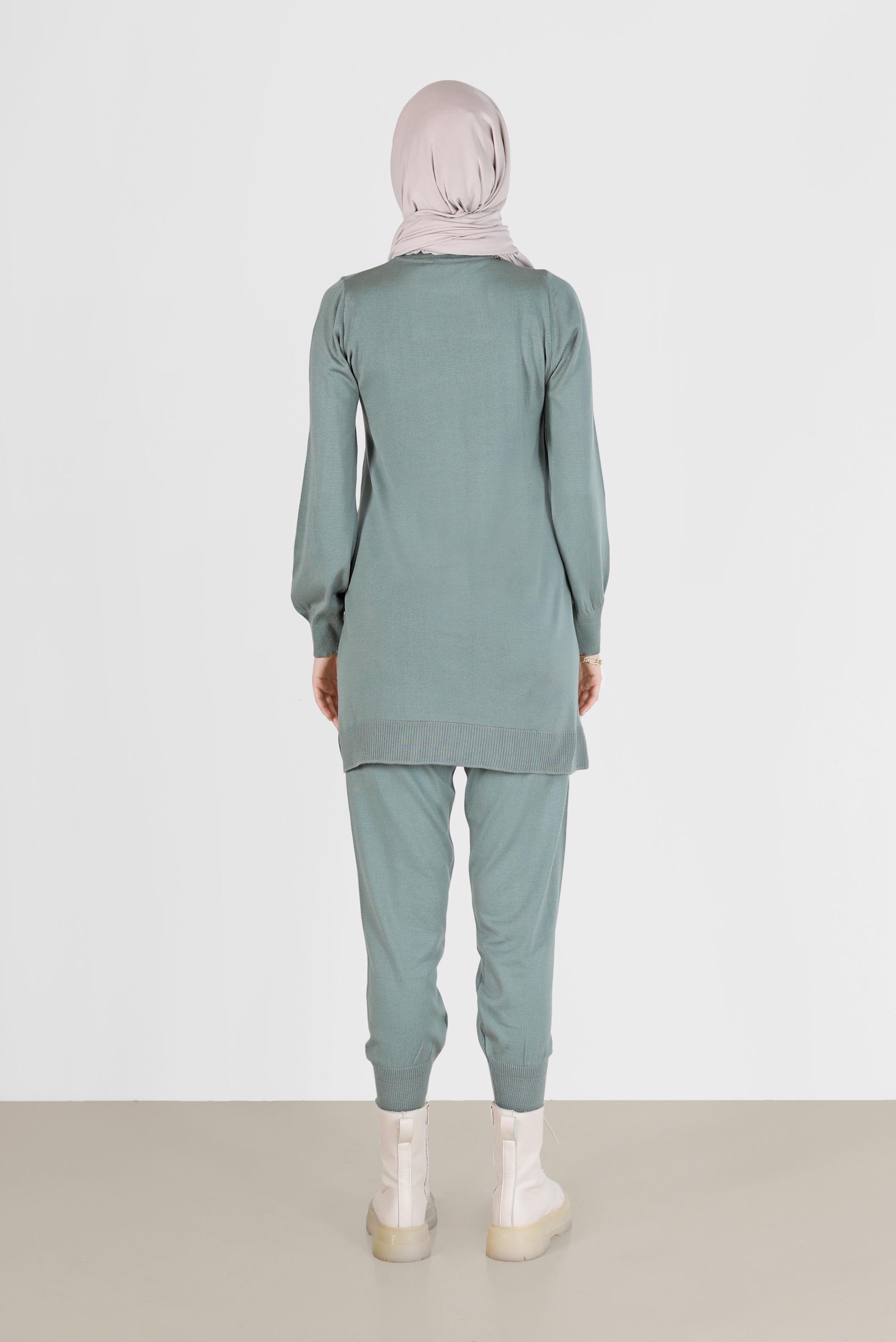 Tesettür giyim YEŞİL BASIC ZAMANSIZ TRİKO PANT. TAKIM 42079 