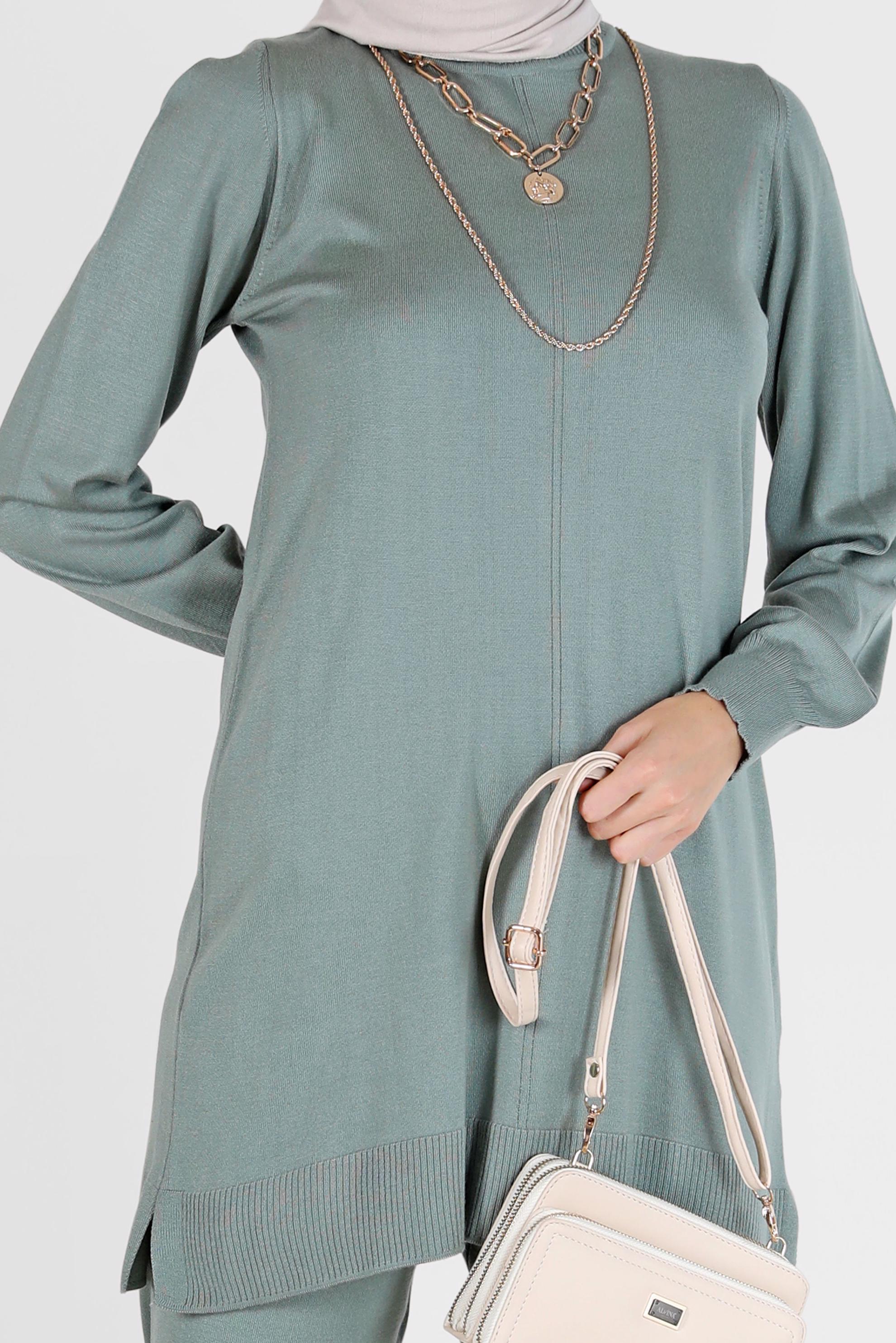 Tesettür giyim YEŞİL BASIC ZAMANSIZ TRİKO PANT. TAKIM 42079 