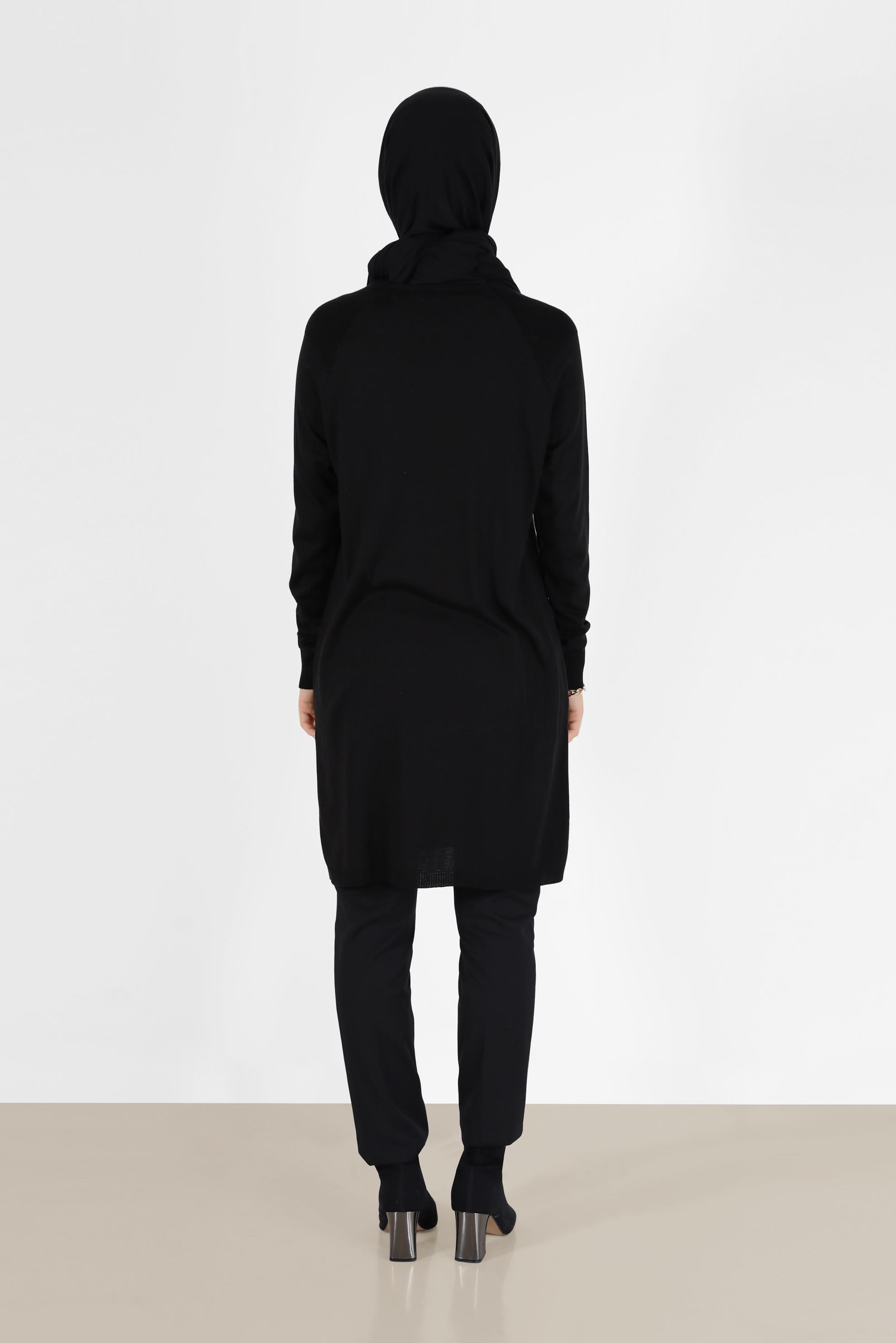 Tesettür giyim SİYAH YANLARI YIRTMAÇLI TRİKO TUNİK 42100