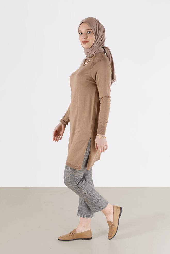 Hijab clothing  KNITWEAR TUNIC WITH SIDE SLITS 42100  - ALVİNA
