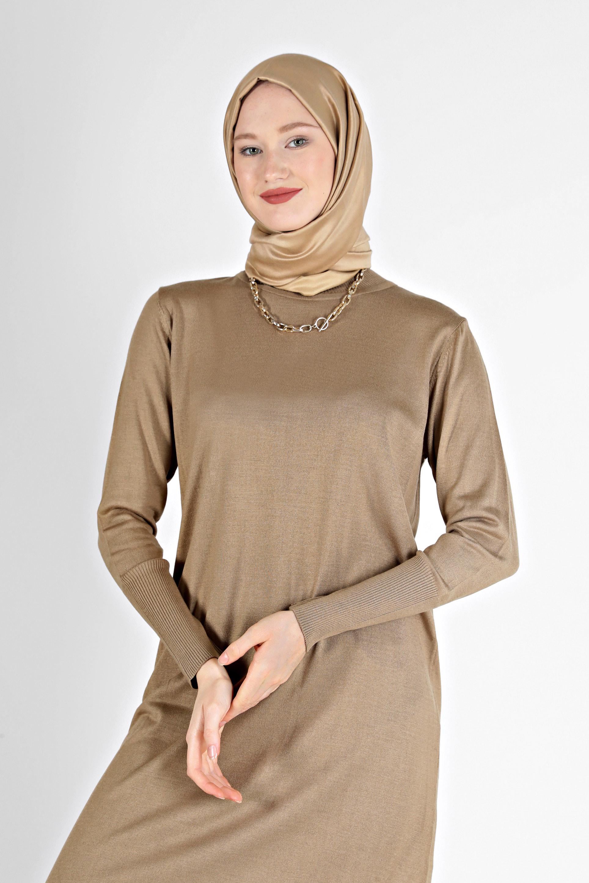 Hijab clothing BROWN BASIC KNITWEAR TUNIC 42102 