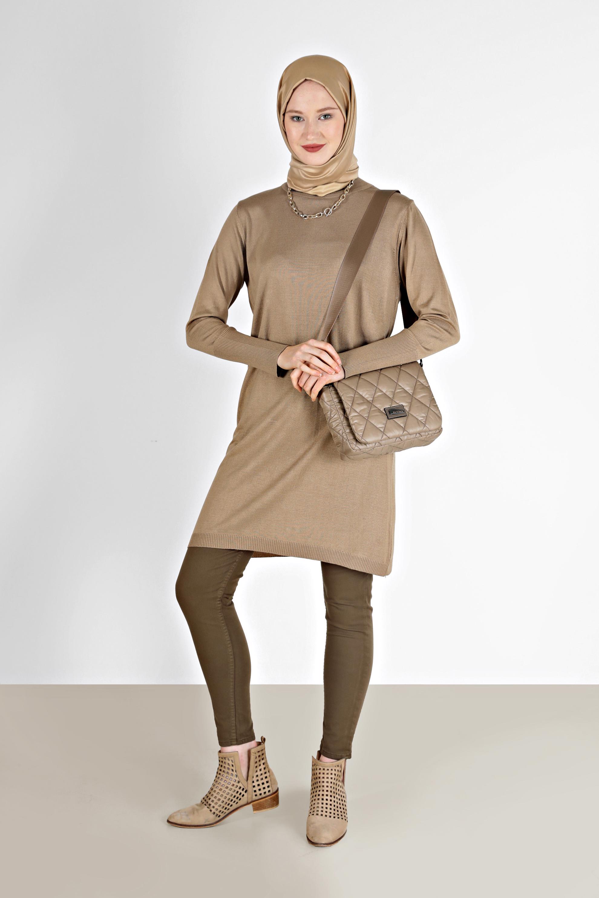 Hijab clothing BROWN BASIC KNITWEAR TUNIC 42102 