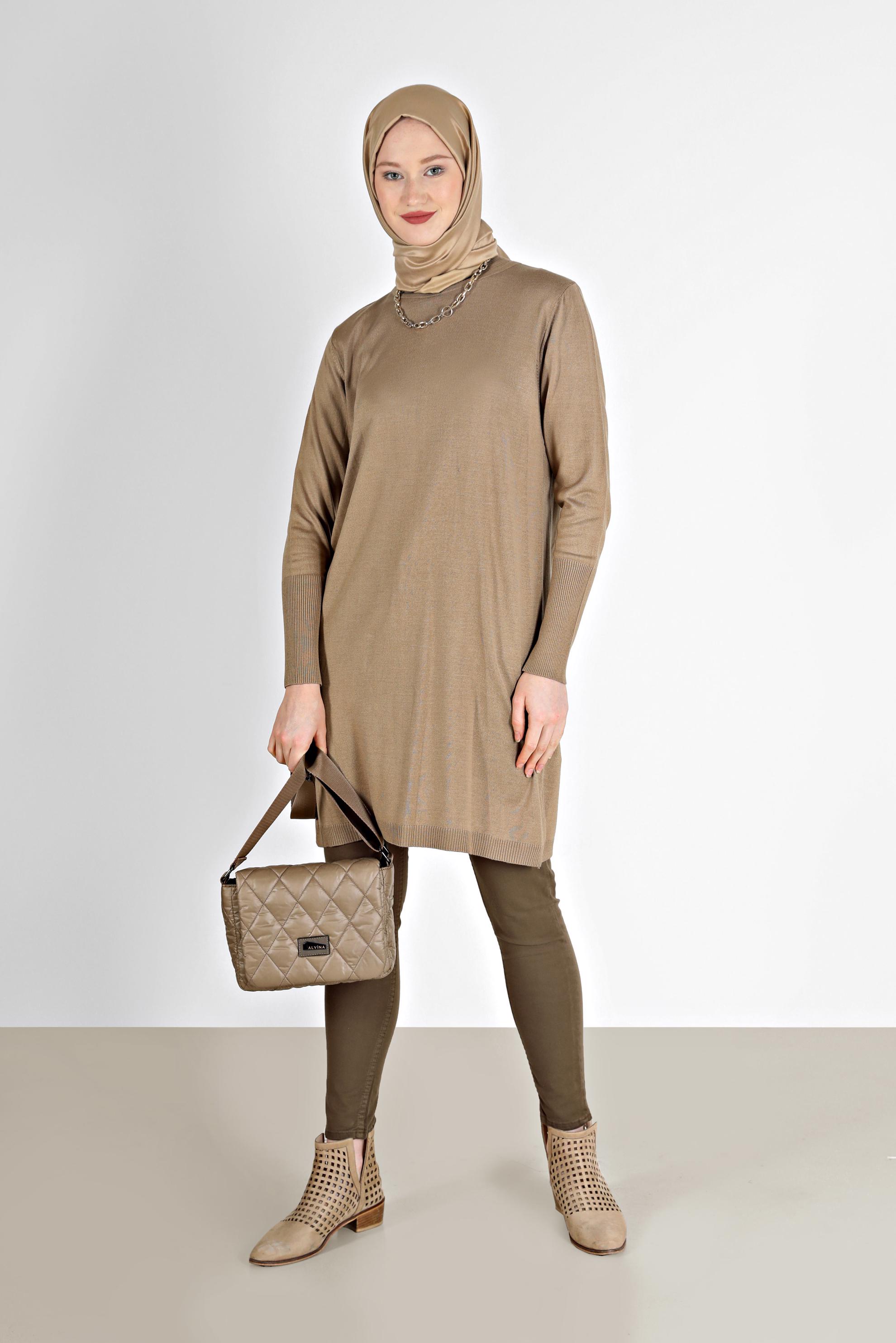 Hijab clothing BROWN BASIC KNITWEAR TUNIC 42102 