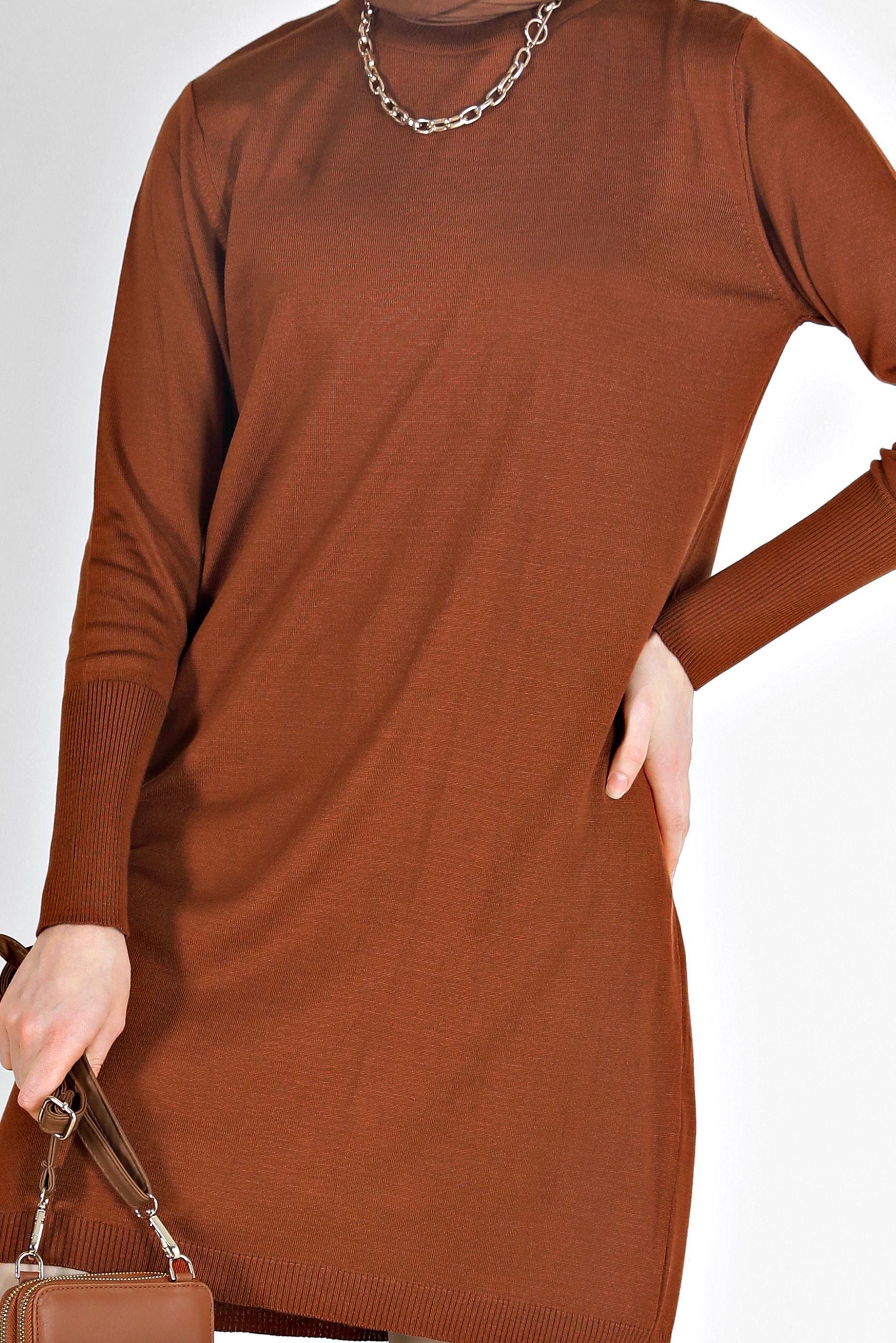 Tesettür giyim TURUNCU BASIC TRİKO TUNİK 42102 