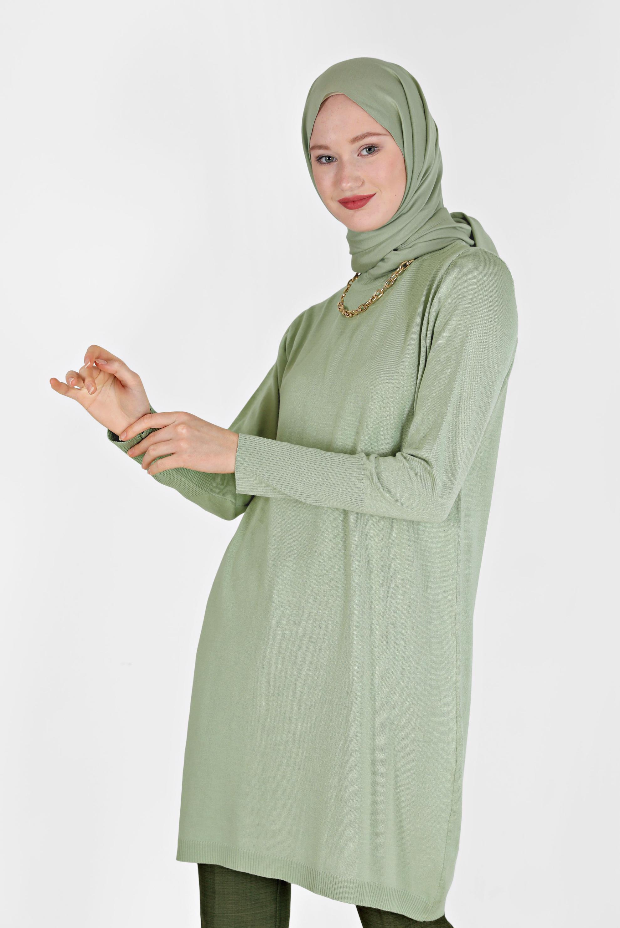 Tesettür giyim YEŞİL BASIC TRİKO TUNİK 42102 
