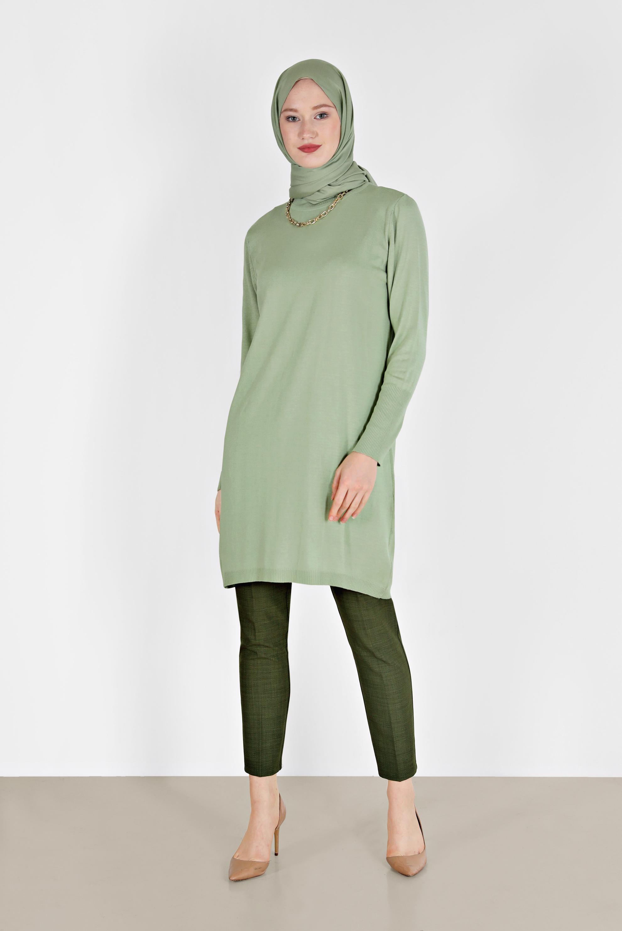 Tesettür giyim YEŞİL BASIC TRİKO TUNİK 42102 