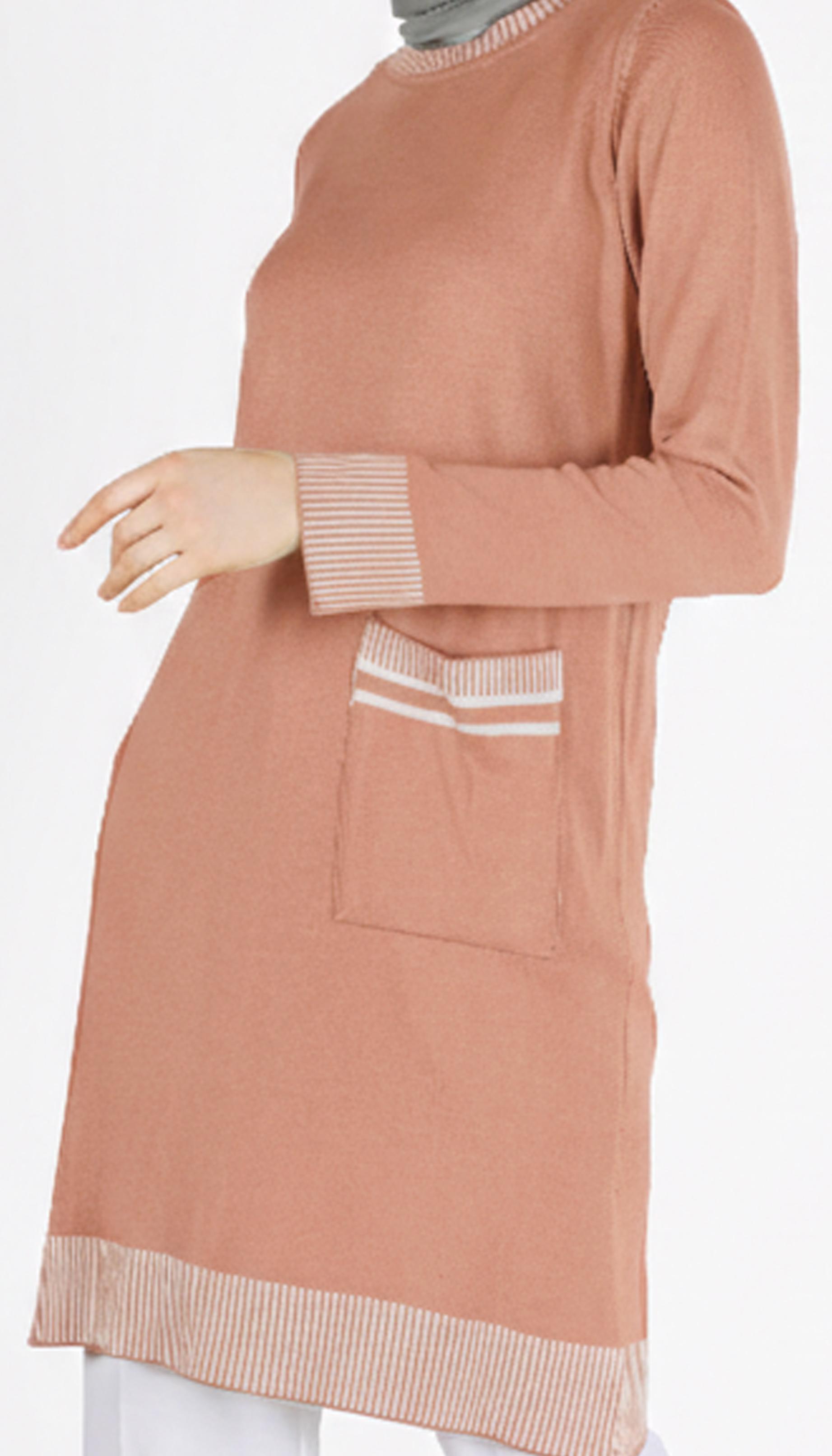 Vêtements hijab POUDRE TUNIQUE MAILLE DÉTAIL POCHE 42104