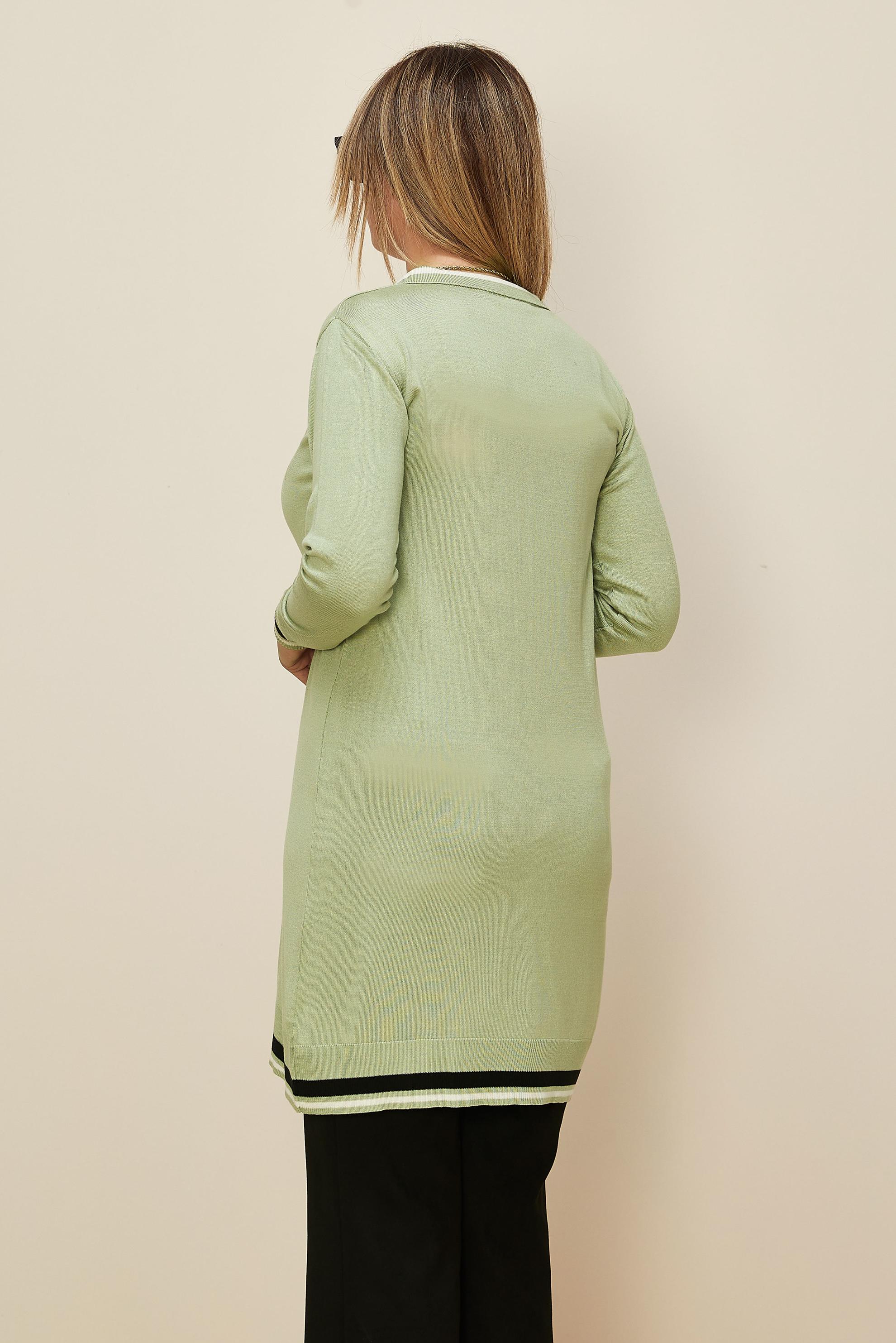 Hijab clothing GREEN RHOMBUS KNIT DETAIL POLO NECK KNITWEAR TUNIC 42109 