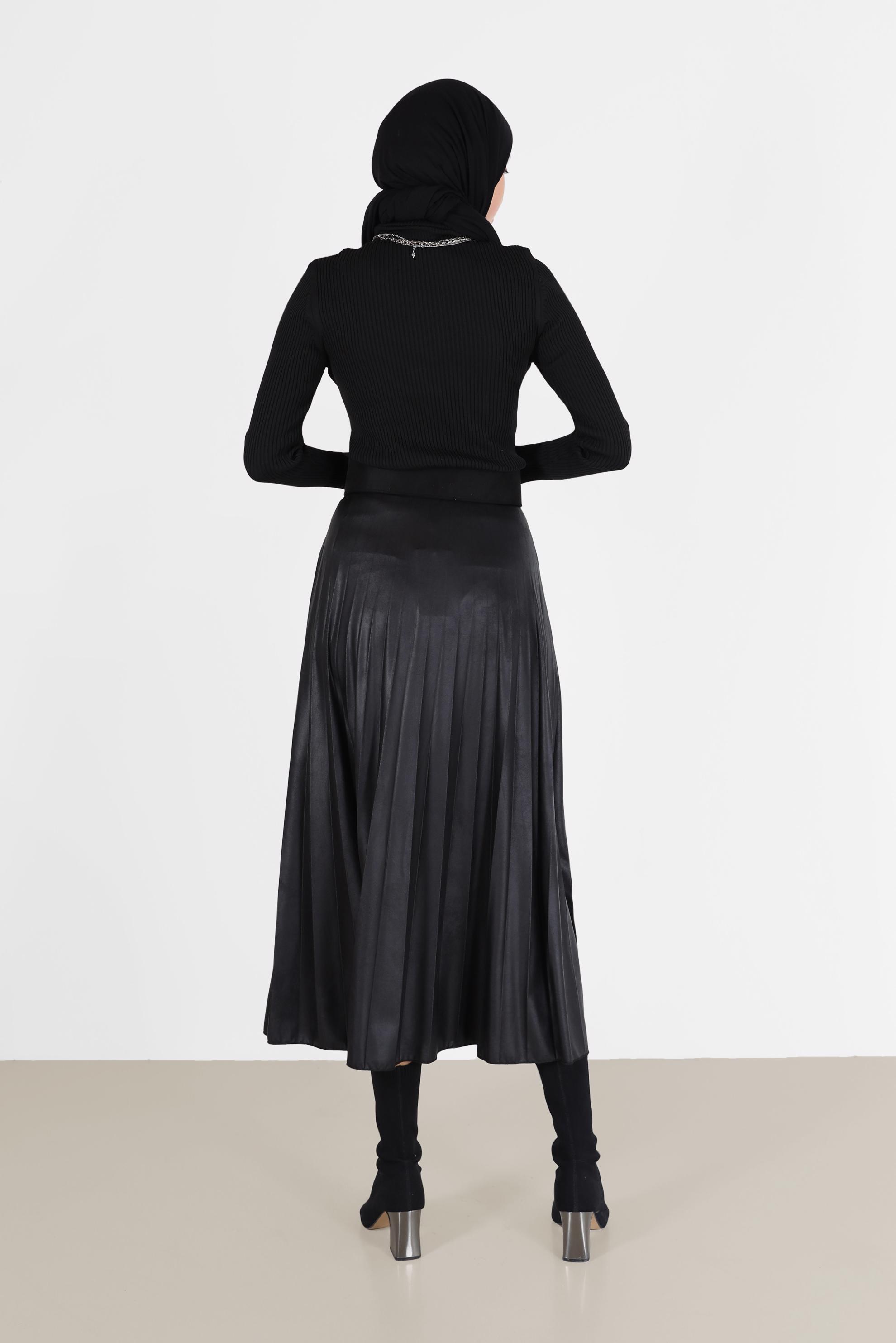 Tesettür giyim SİYAH BOĞAZLI YAKA TRİKO KAZAK 42112 