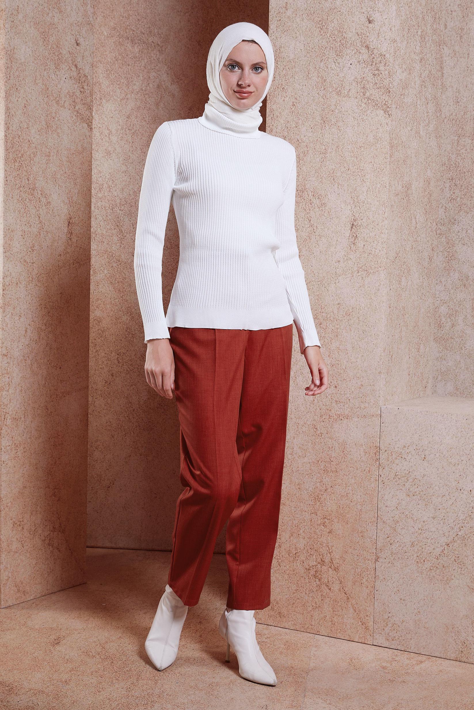 Hijab clothing WHITE TURTLENECK KNITWEAR SWEATER 42112 