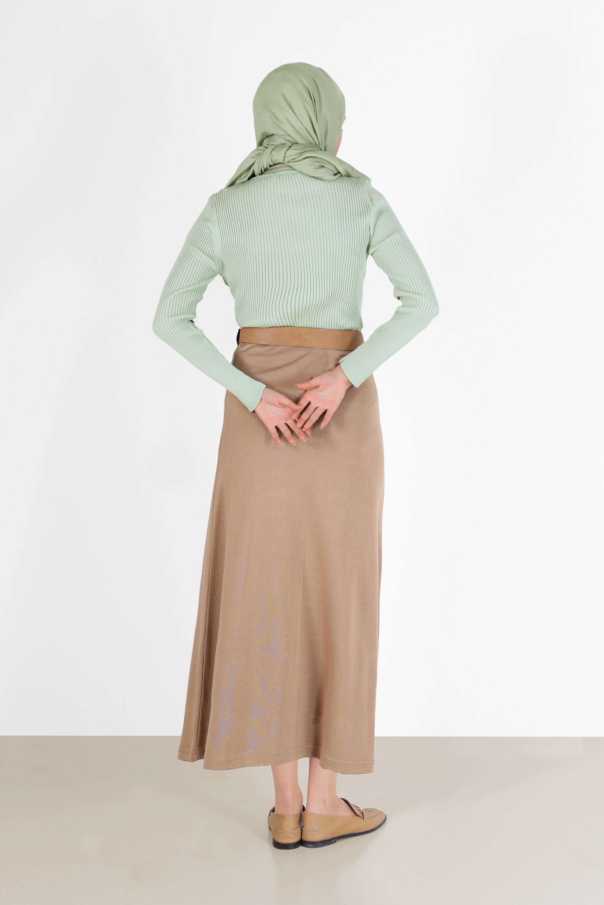 Tesettür giyim YEŞİL BOĞAZLI YAKA TRİKO KAZAK 42112 